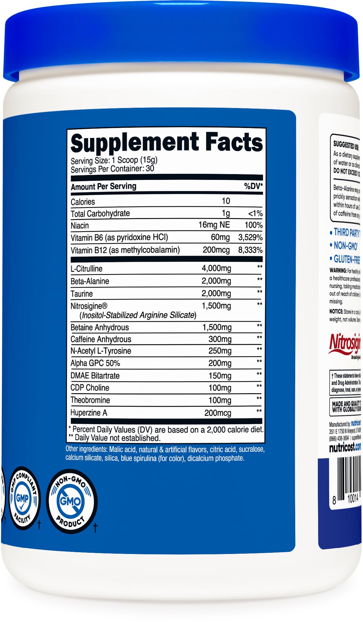 Nutricost Pre-X Xtreme Pre-Workout Powder Complex, Blue Raspberry, 30 Servings Nutricost uk supplements