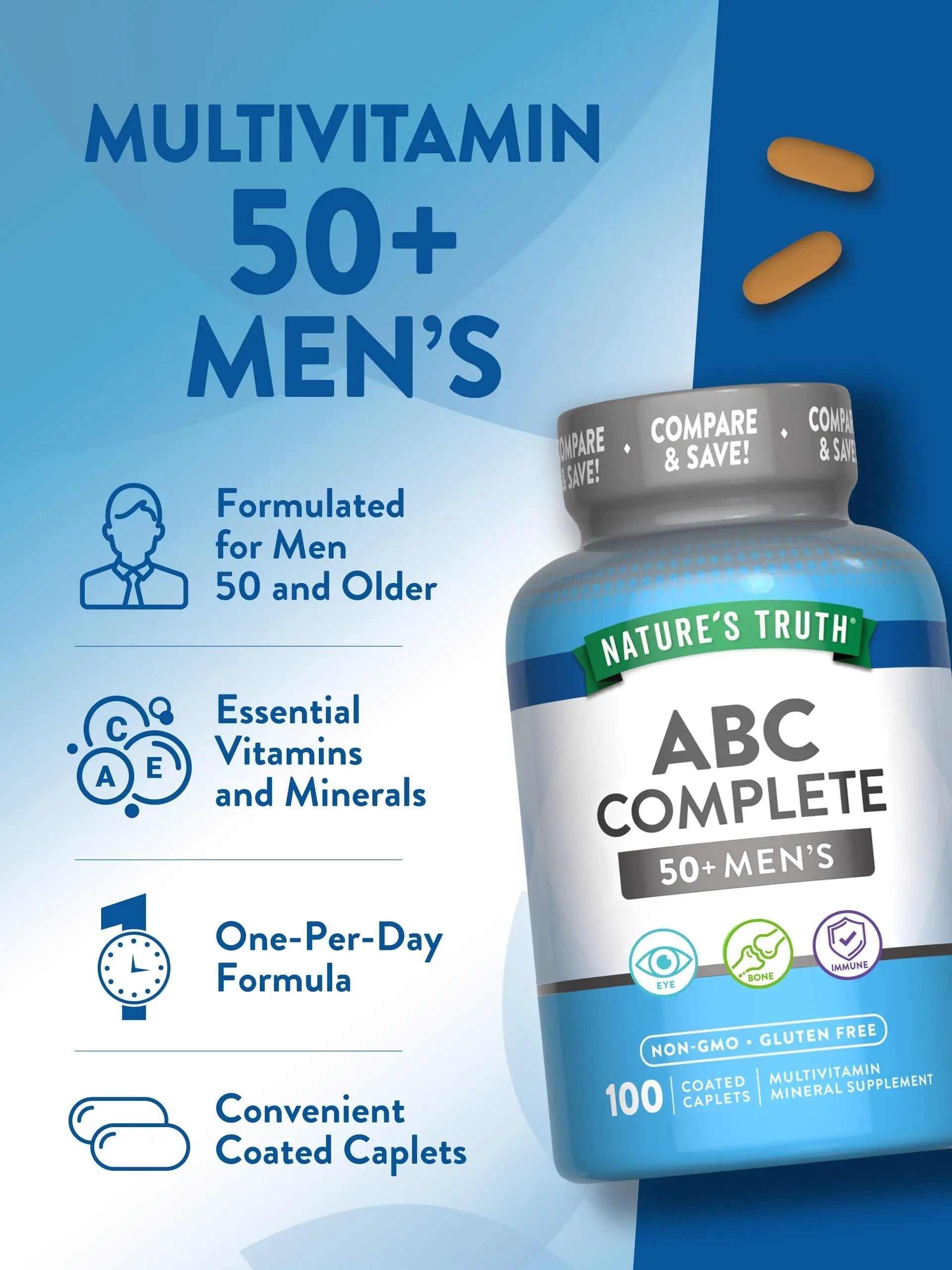 Nature's Truth Men's 50+ Multivitamin | with Vitamins A, C, E, B6 & B12 | 100 Count | Non-GMO & Gluten Free Nature's Truth uk supplements