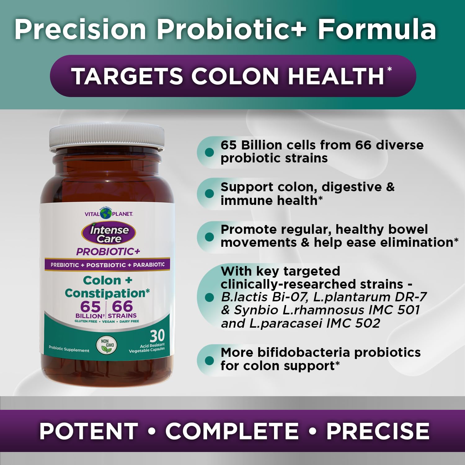 Vital Planet - Intense Care Colon & Constipation Probiotics, Prebiotics, Postbiotics, Parabiotics, 4-in-1 Refrigerated Supplement for Adults, 65 Billion CFU, 66 Strains, Digestive and Immune, 30 ct Vital Planet uk supplements
