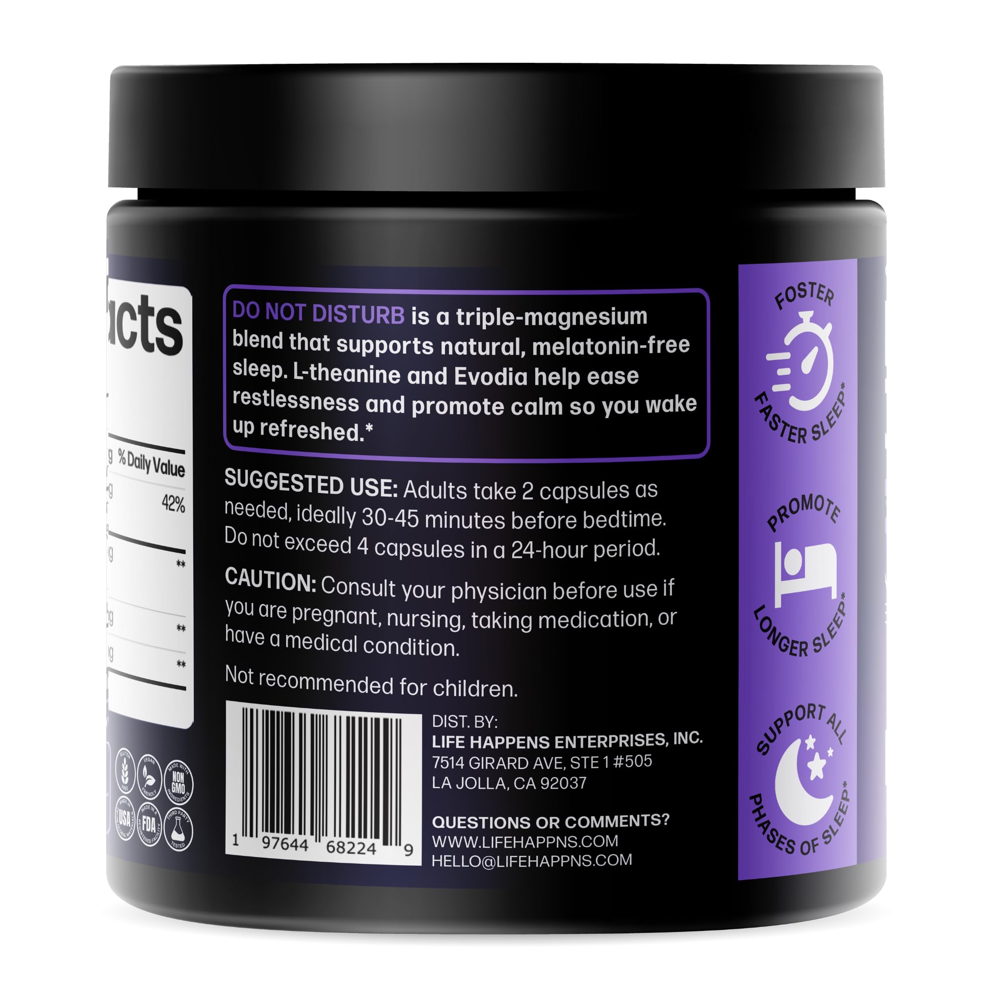 Doctor Formulated Triple Magnesium for Sleep, Calm & Relaxation with Chelated Magnesium Glycinate, L-Theanine, Passionflower & Evodia – Non-Habit, No Melatonin Magnesium Sleep Aid Support Supplement LIFE HAPPNS BE READY uk supplements