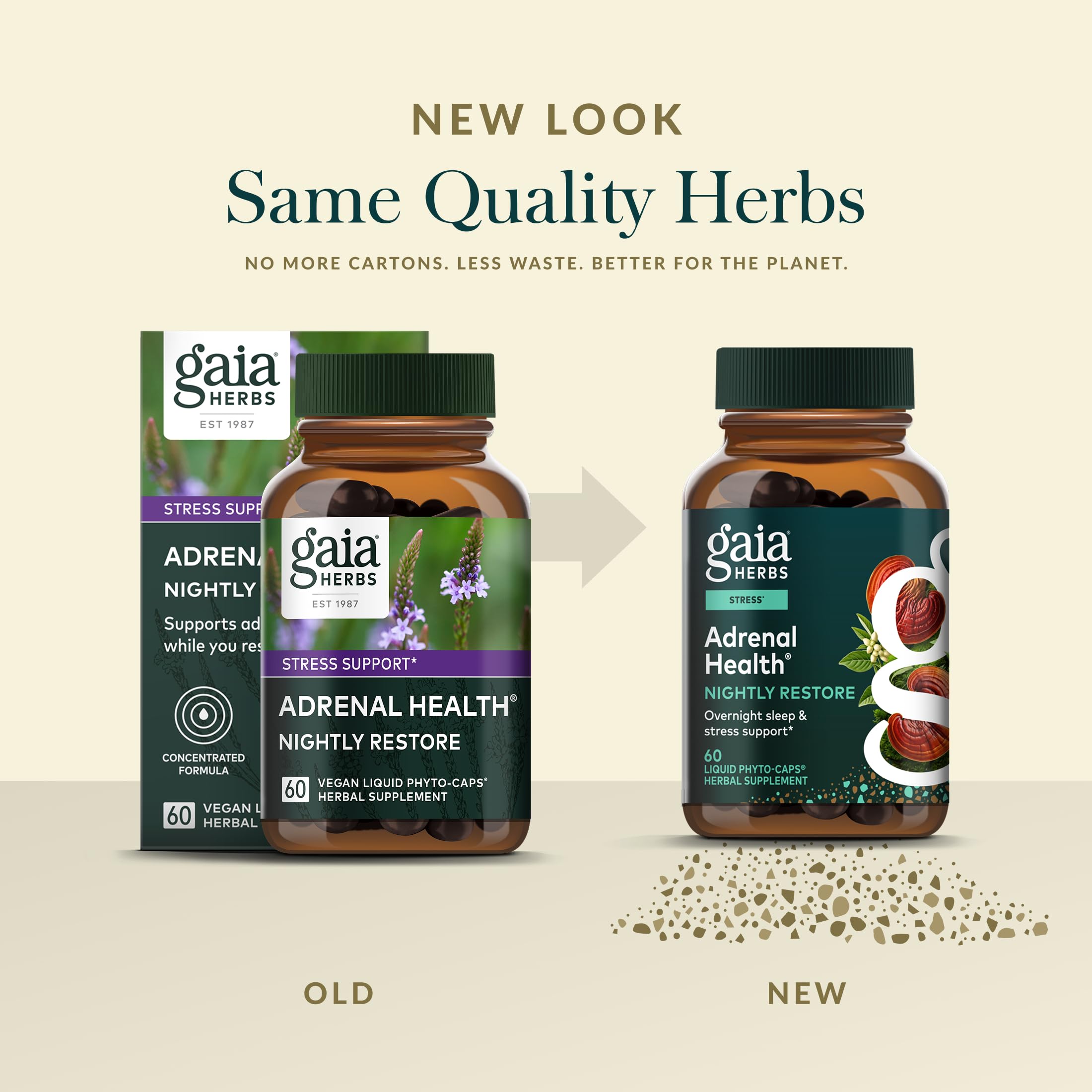 Gaia Herbs Adrenal Health Nightly Restore - Herbal Supplement with Ashwagandha, Magnolia Bark, Cordyceps, Lemon Balm & More* - 60 Vegan Liquid Phyto-Caps (30 Servings) Gaia Herbs uk supplements