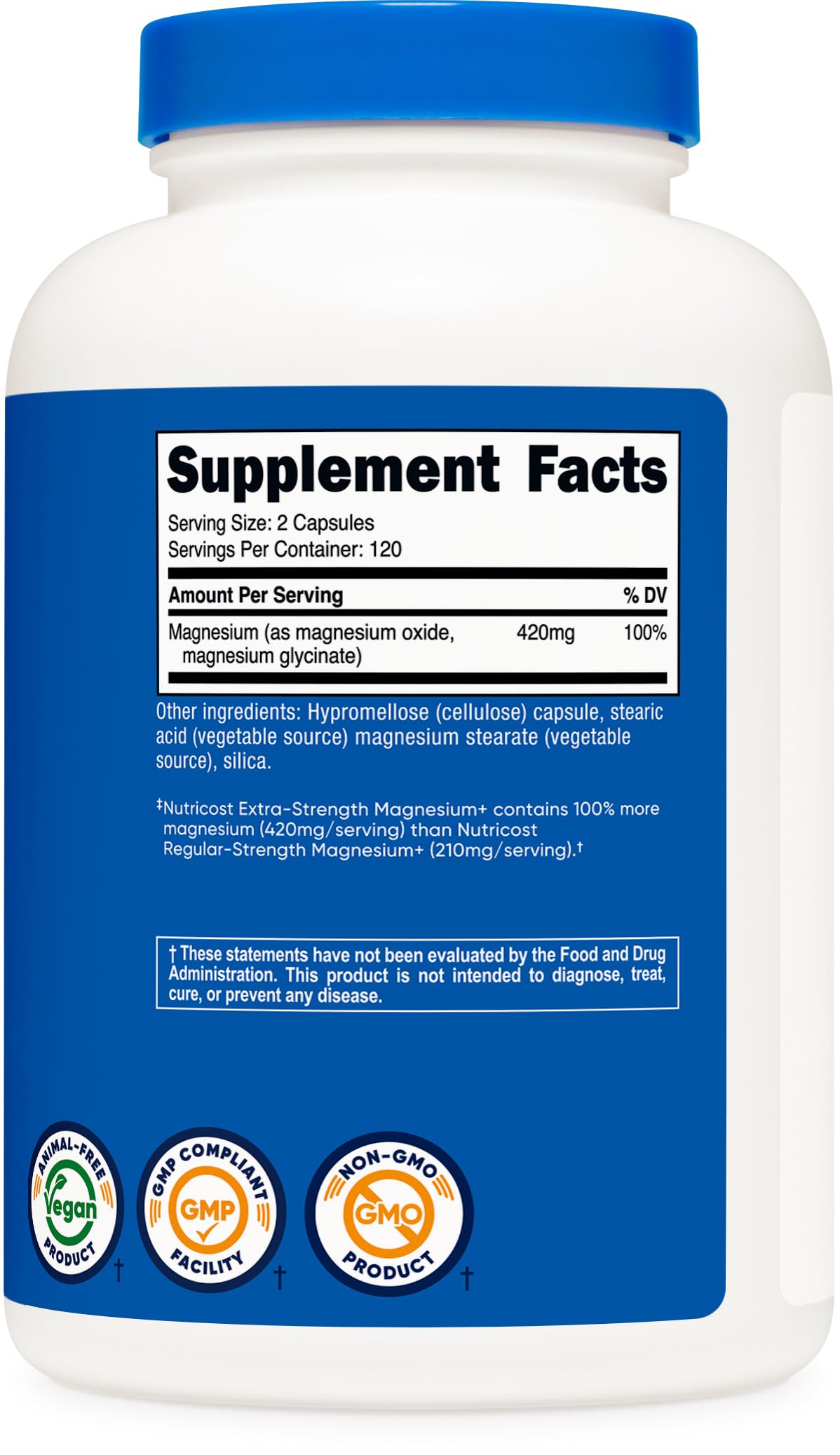 Nutricost Magnesium+ Extra Strength 420mg, 240 Capsules - 120 Servings. Magnesium Oxide and Glycinate - Non-GMO, Gluten Free, Vegan Friendly Nutricost uk supplements