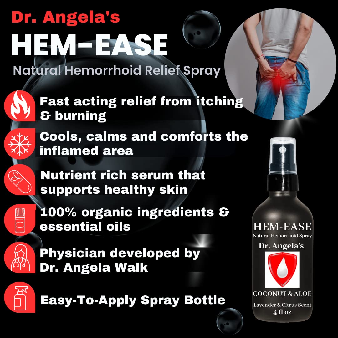 Dr. Angela's Hemorrhoid Treatment Spray | Organic Aloe Vera, Witch Hazel & Essential Oils Turmeric & Tea Tree | Natural Itching & Burning Relief Cream Doctor Angela Essential uk supplements
