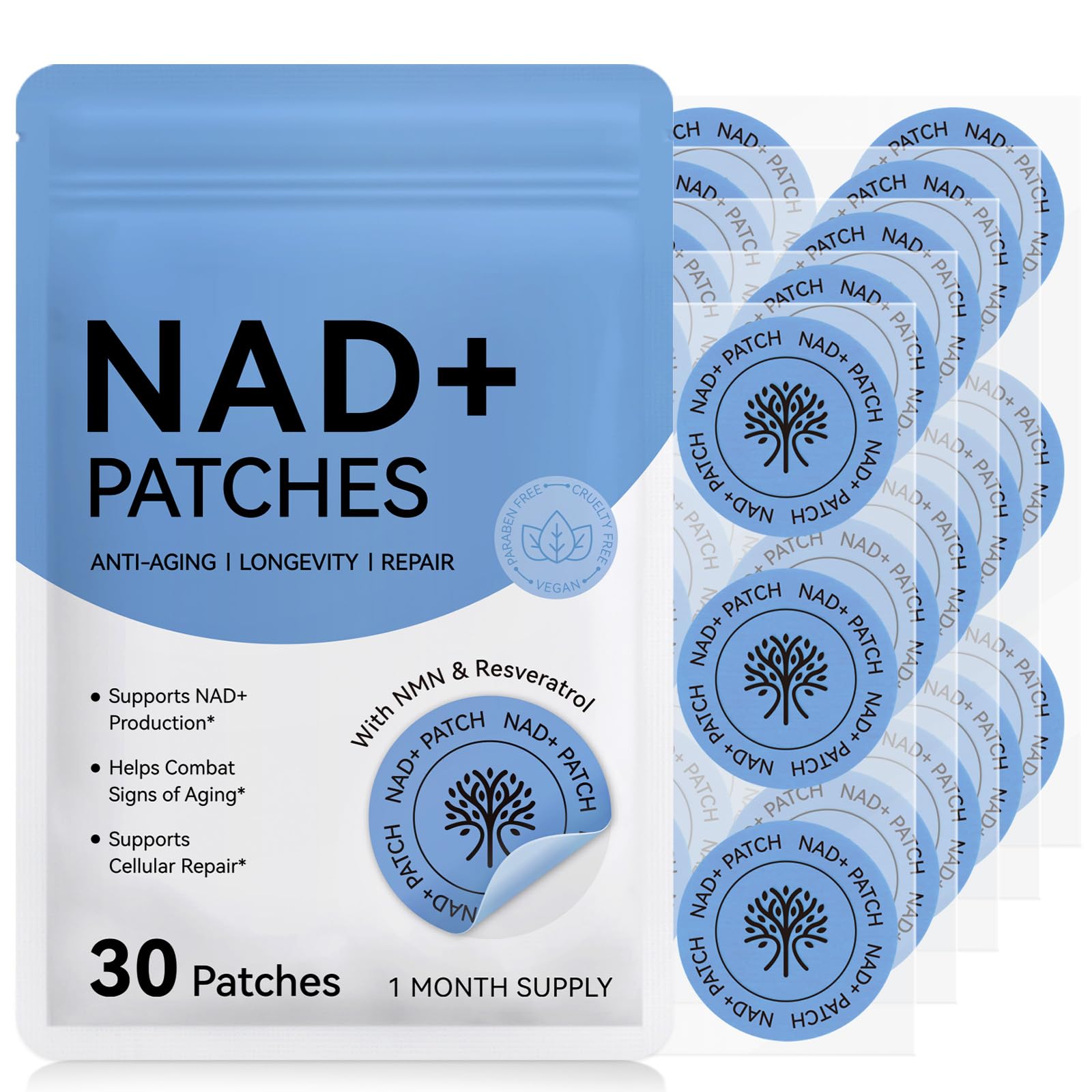NAD Patches for Women & Men,One-Stop Solution for Skin and Wellness Support | NMNH, Resveratrol, Hyaluronic Acid, Vitamin C, & Coq10 l Premium 8-Hour Time-Release Patch for Enhanced Absorption MAYPJHEH uk supplements