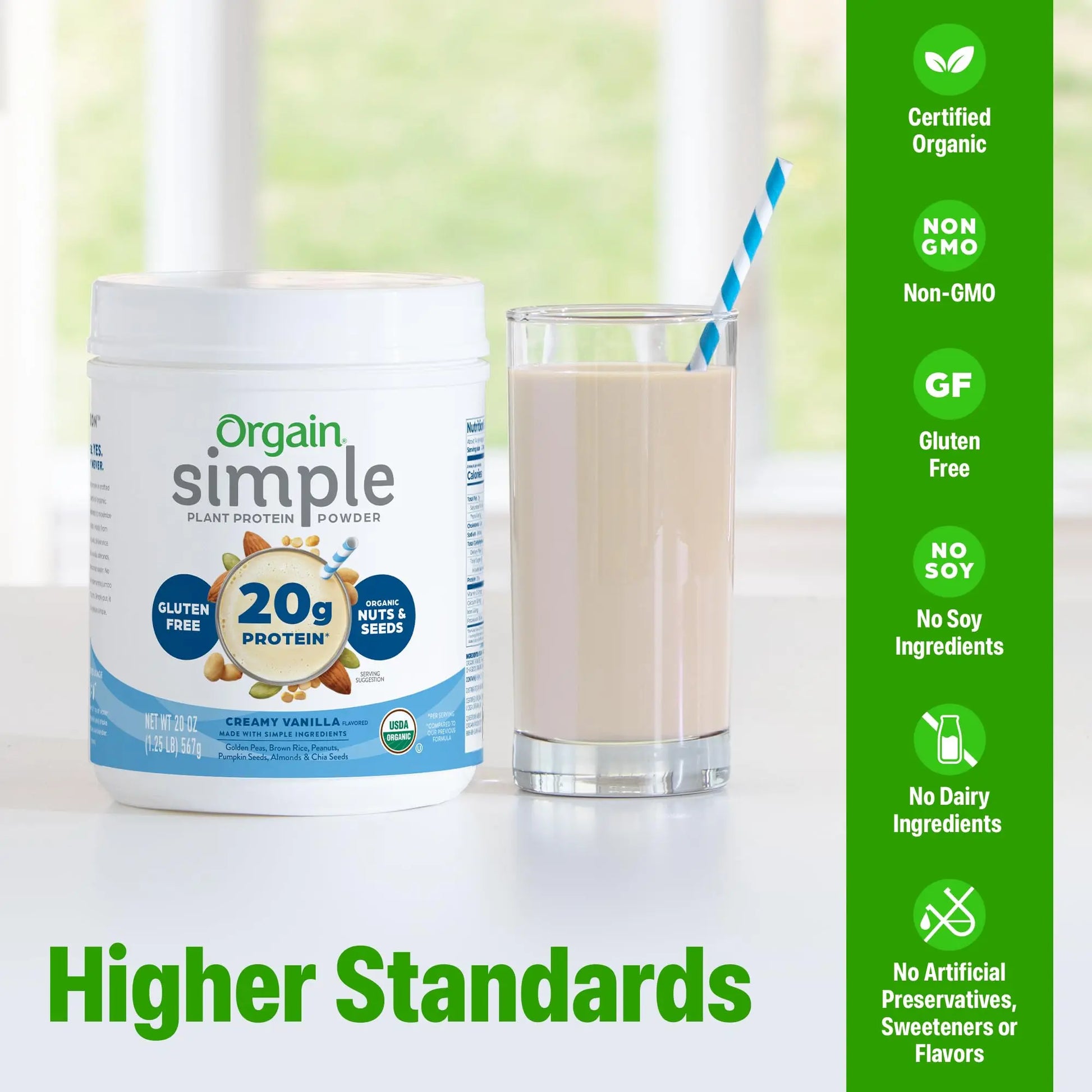Orgain Organic Simple Vegan Protein Powder, Vanilla - 20g Plant Based Protein, Made with less Ingredients, No Artificial Sweeteners, Gluten Free, No Dairy or Lactose, 1.25 lb (Packaging May Vary) Orgain uk supplements