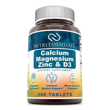 Nutri Essentials Calcium Magnesium Zinc + Vitamin D3 Tablets- Promotes Strong Bones & Teeth, Support Nerve & Muscle Function* (300 Count) Nutri Essentials uk supplements