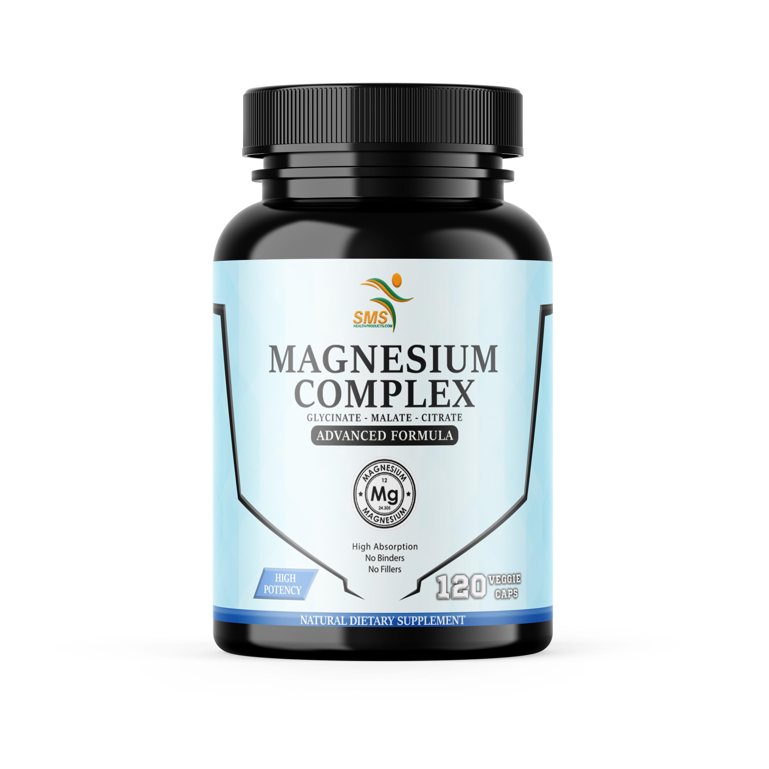 SMSHEALTHPRODUCTS.com Magnesium Complex | 470mg of Magnesium Glycinate, Malate, & Citrate for Muscles, Nerves, & Energy | High Absorption | Vegan, Non-GMO | 120 Capsules SMSHEALTHPRODUCTS.com uk supplements