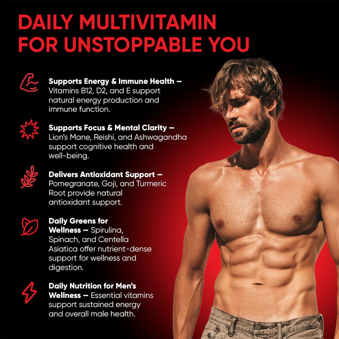 FRIEND OF DOROTHY Daily Multivitamin for Men, Energy, Focus & Immunity Support, Ashwagandha, Lion’s Mane & Reishi, 60 Capsules FRIEND OF DOROTHY uk supplements