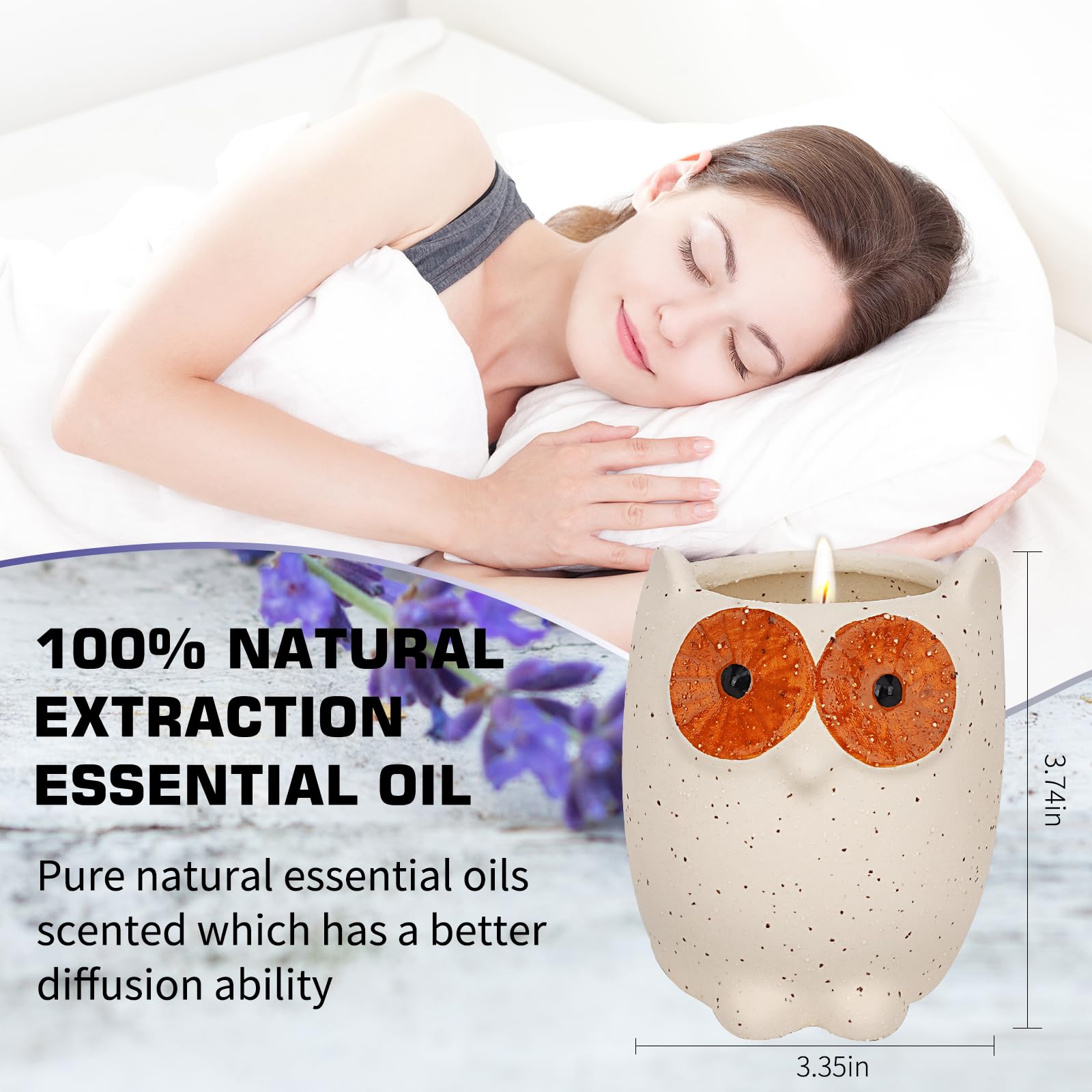 ETAKISH Lavender Scented Candle Gifts for Women, Cute Owl Highly Scented Aromatherapy Candle ETAKISH uk supplements