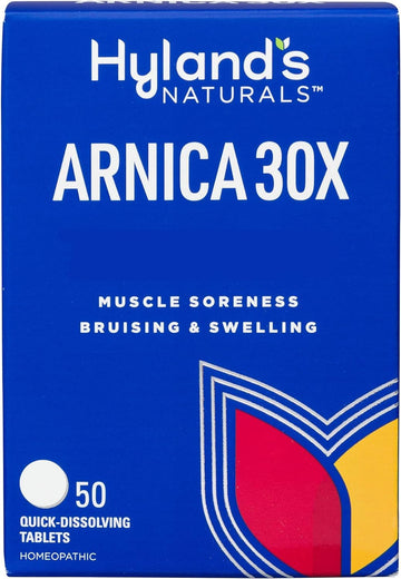 Hyland's Arnica Montana 30x Tablets, Natural Relief of Bruises, Swelling and Muscle Soreness, Quick Dissolving Tablets (Pack of 1, 50 Count Total) Hyland's uk supplements