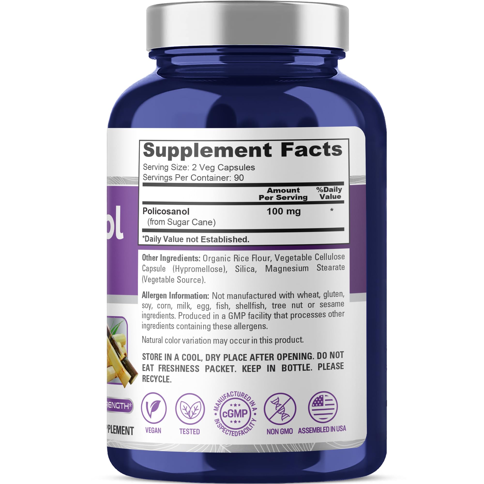 NusaPure Policosanol 100mg 180 Veggie Capsules (Vegan, Non-GMO) NusaPure uk supplements