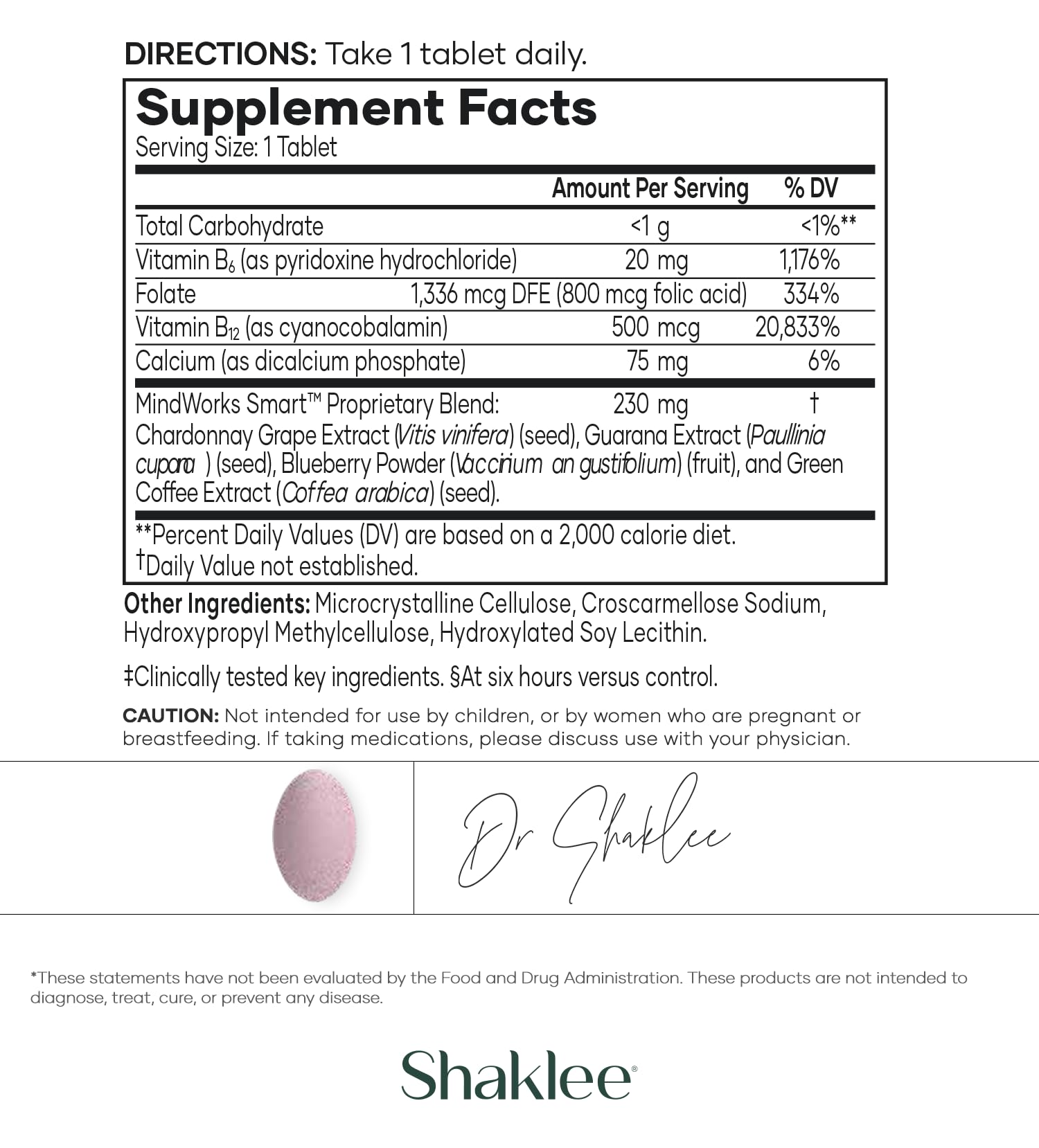 Shaklee MindWorks® - Brain Health Supplement for Brain Sharpness & Focus - Supported Nutrients & Extracts - Chardonnay Grape Seed Polyphenols, Guarana Extract, Vitamins B6, B12, Folate - 30 Tablets Shaklee uk supplements