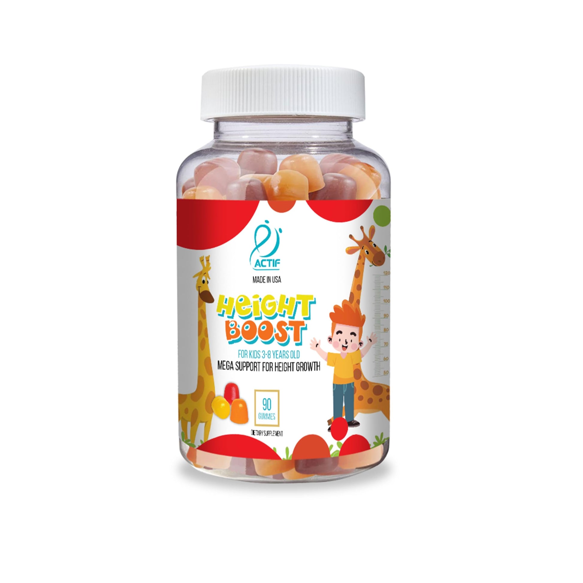 Actif Height Boost Mega Support for Kids 3-8 Years Old, Height Growth with 10+ Factors, 60 Gummies, Strawberry Flavor, Get Tall Fast Formula ACTIF uk supplements