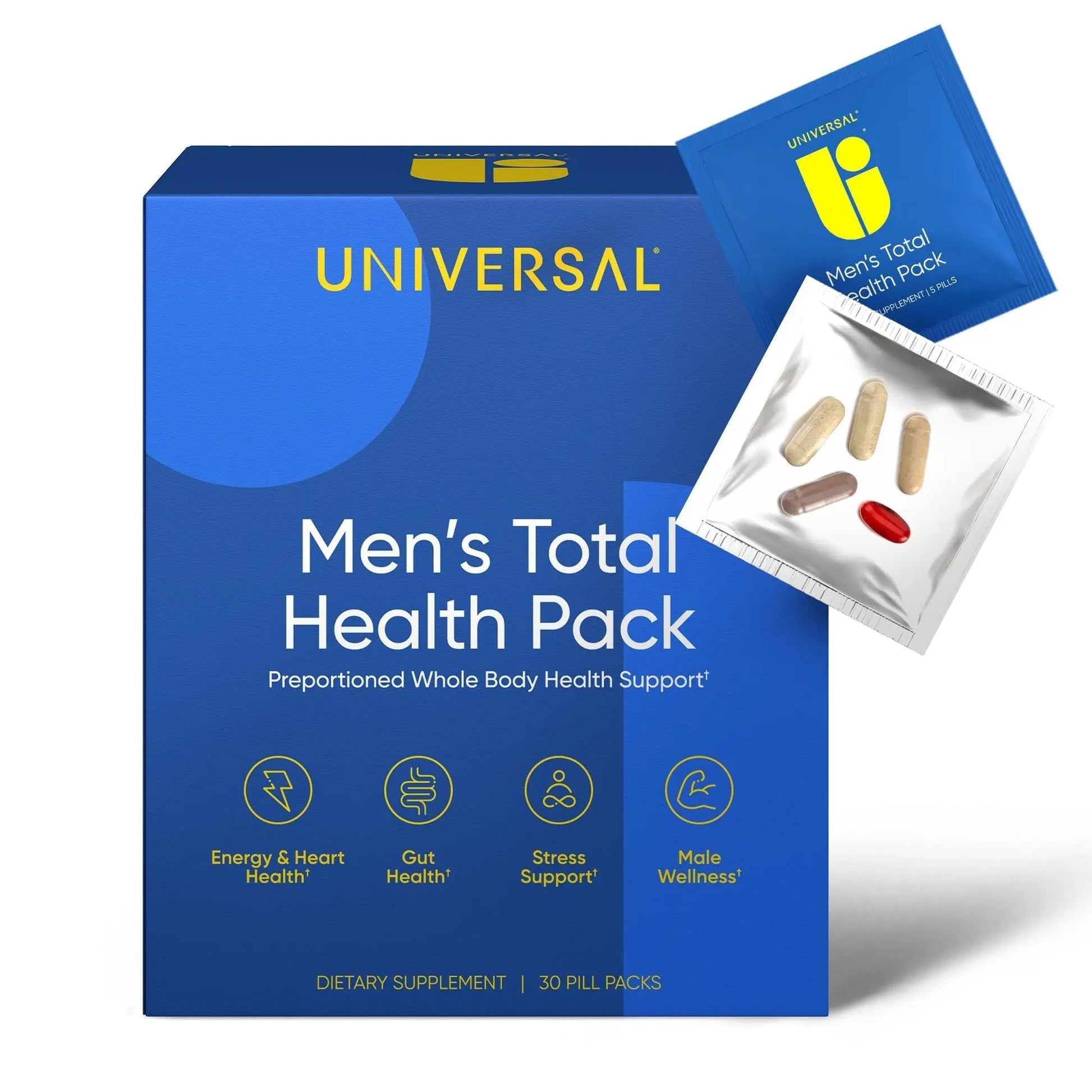 Men's Total Health Daily Vitamin Packs - 22 Essential Minerals & Vitamins for Men, All-in-One Multivitamin Supplement for Energy Universal U uk supplements