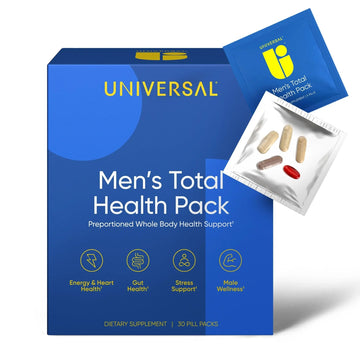 Men's Total Health Daily Vitamin Packs - 22 Essential Minerals & Vitamins for Men, All-in-One Multivitamin Supplement for Energy Universal U uk supplements