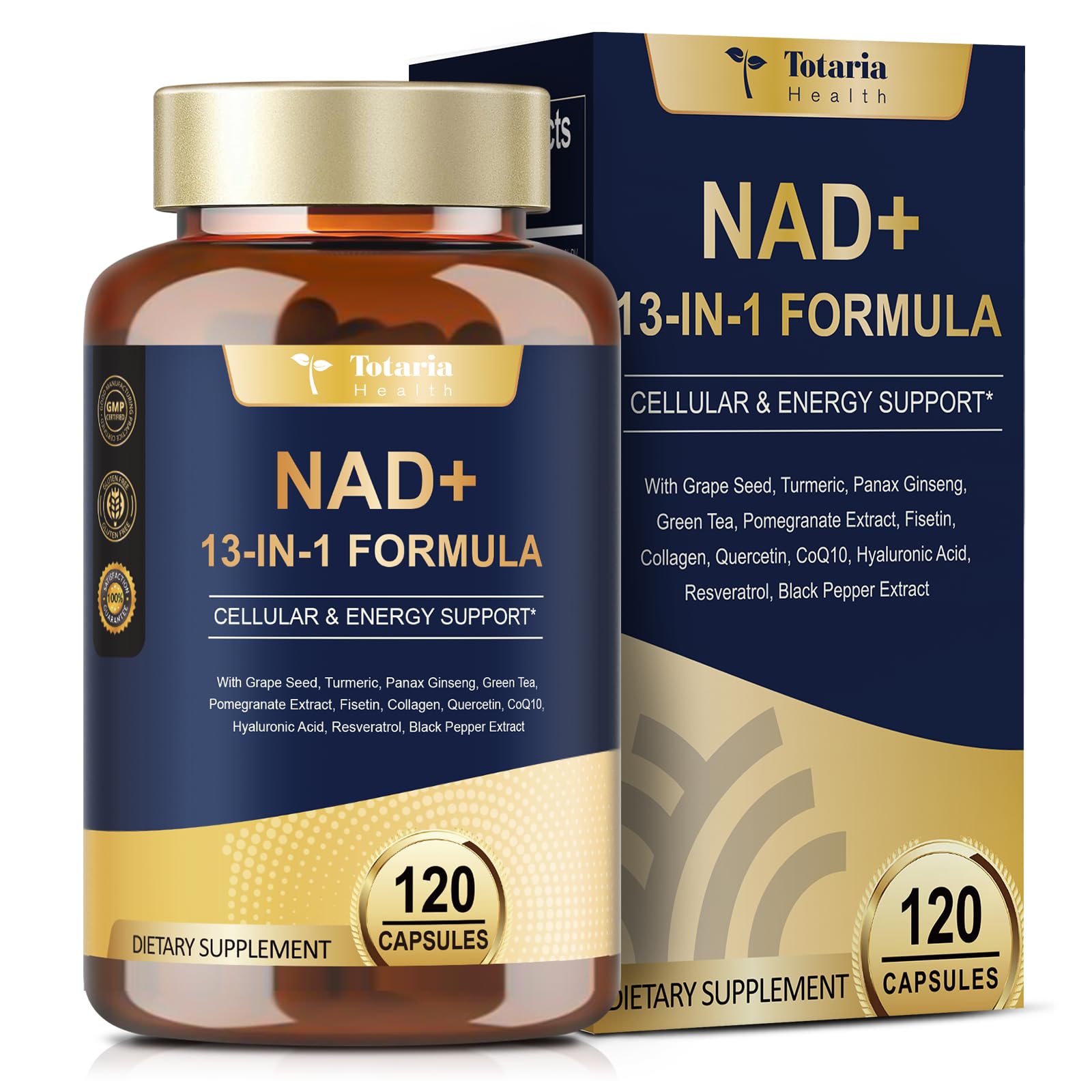Totaria NAD Supplement for Women Men with nicotinamide riboside resveratrol,Quercetin, Betaine Boost NAD+ Levels NAD Plus Supplement for Anti Aging, Energy, Immune, Focus 120 Capsules Totaria uk supplements