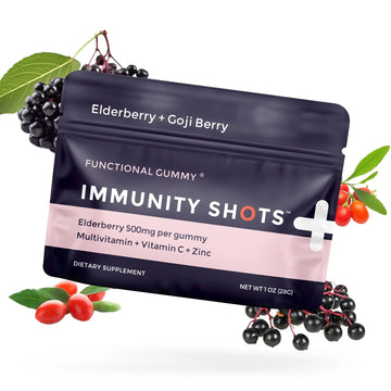 SGC Immunity Shots - Elderberry and Goji Berry 500mg Multivitamin Gummies (12-Packs, 4 Per Pack) Immune System Support Supplement SGC uk supplements