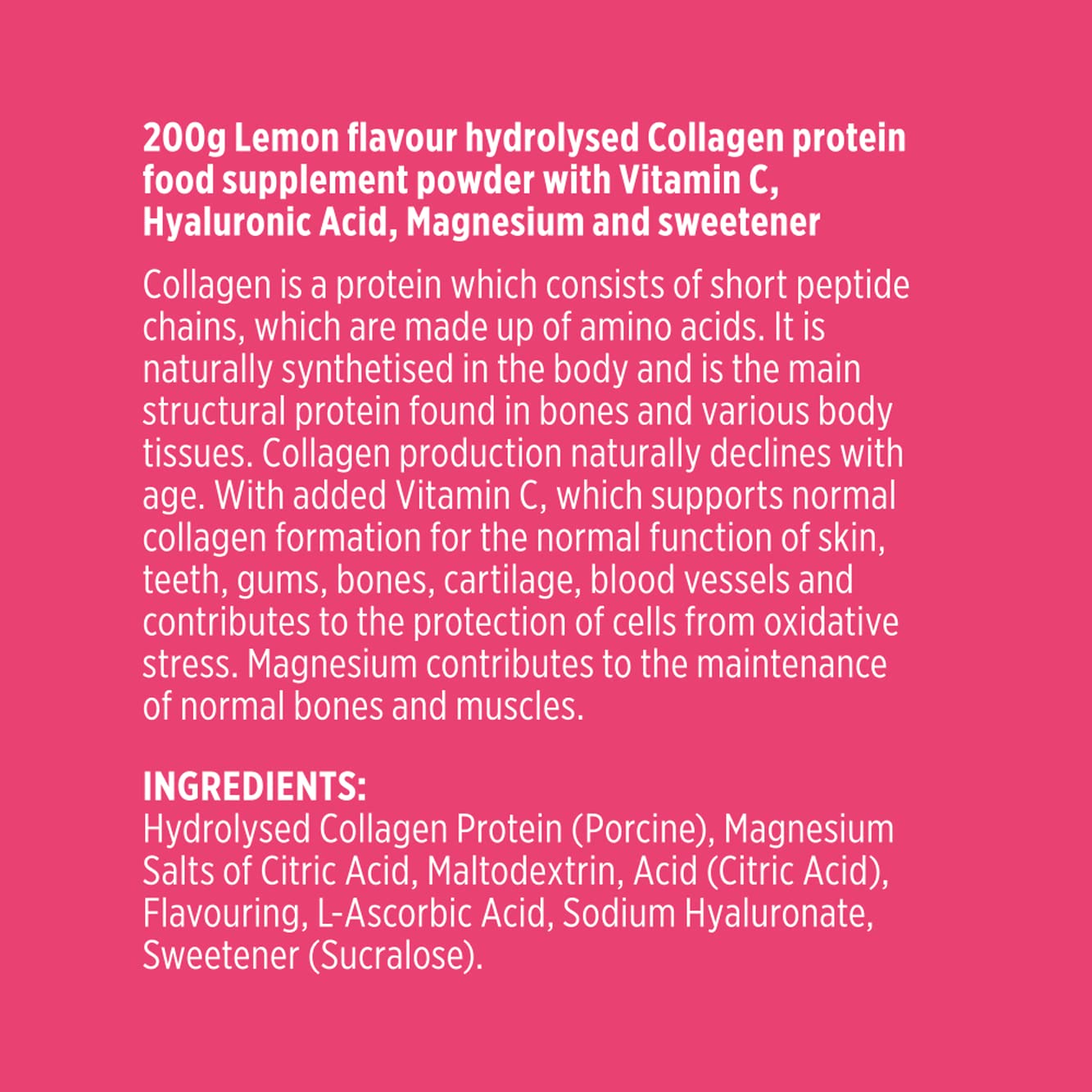 Vitawell Collagen Total Beauty Powder | 200g Lemon Flavour Hydrolysed Collagen Powder Vitawell uk supplements