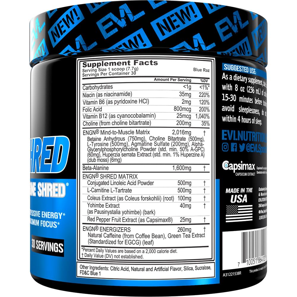 EVL Ultimate Pre Workout Powder - Thermogenic Fat Burn Support Preworkout Powder Evlution uk supplements