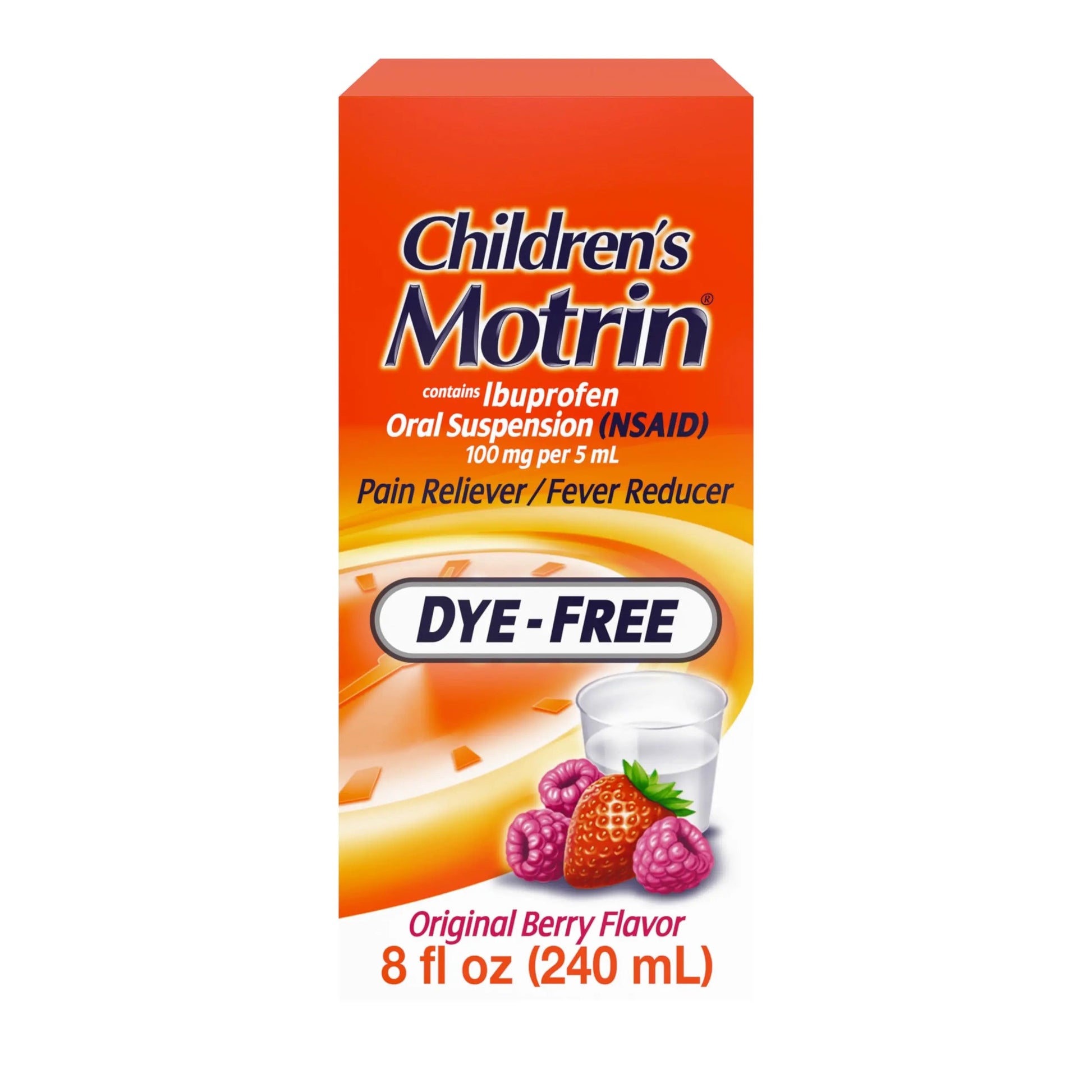 Children's Motrin Oral Suspension 100mg Ibuprofen Medicine, NSAID Fever Reducer & Pain Reliever for Minor Aches & Pains Due to Cold & Flu, Dye Free, Alcohol-Free, Berry Flavored, 8 fl. oz Motrin uk supplements