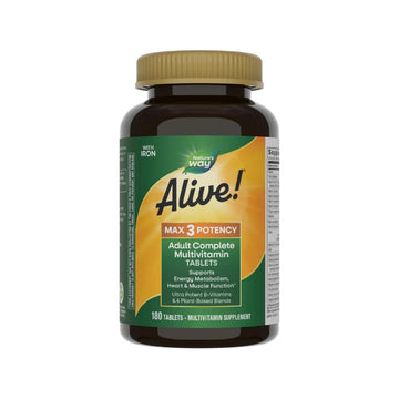 Nature's Way Alive! Max3 Potency Daily Multivitamin, Methylated B12 and Folate, Ultra Potency B-vitamins to Support Energy Metabolism*, 180 Tablets Nature's Way uk supplements