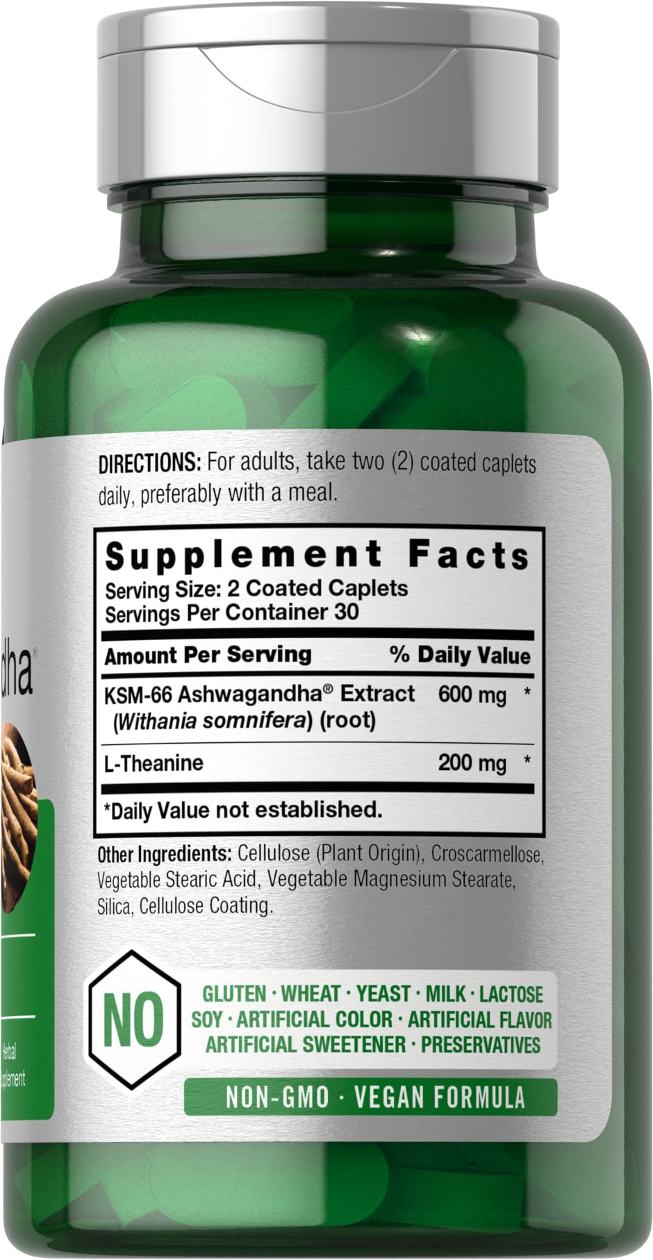 Horbäach KSM-66 Ashwagandha 600mg | with L-Theanine | 60 Coated Caplets | Vegan, Non-GMO, Gluten Free Complex Supplement Horbäach uk supplements