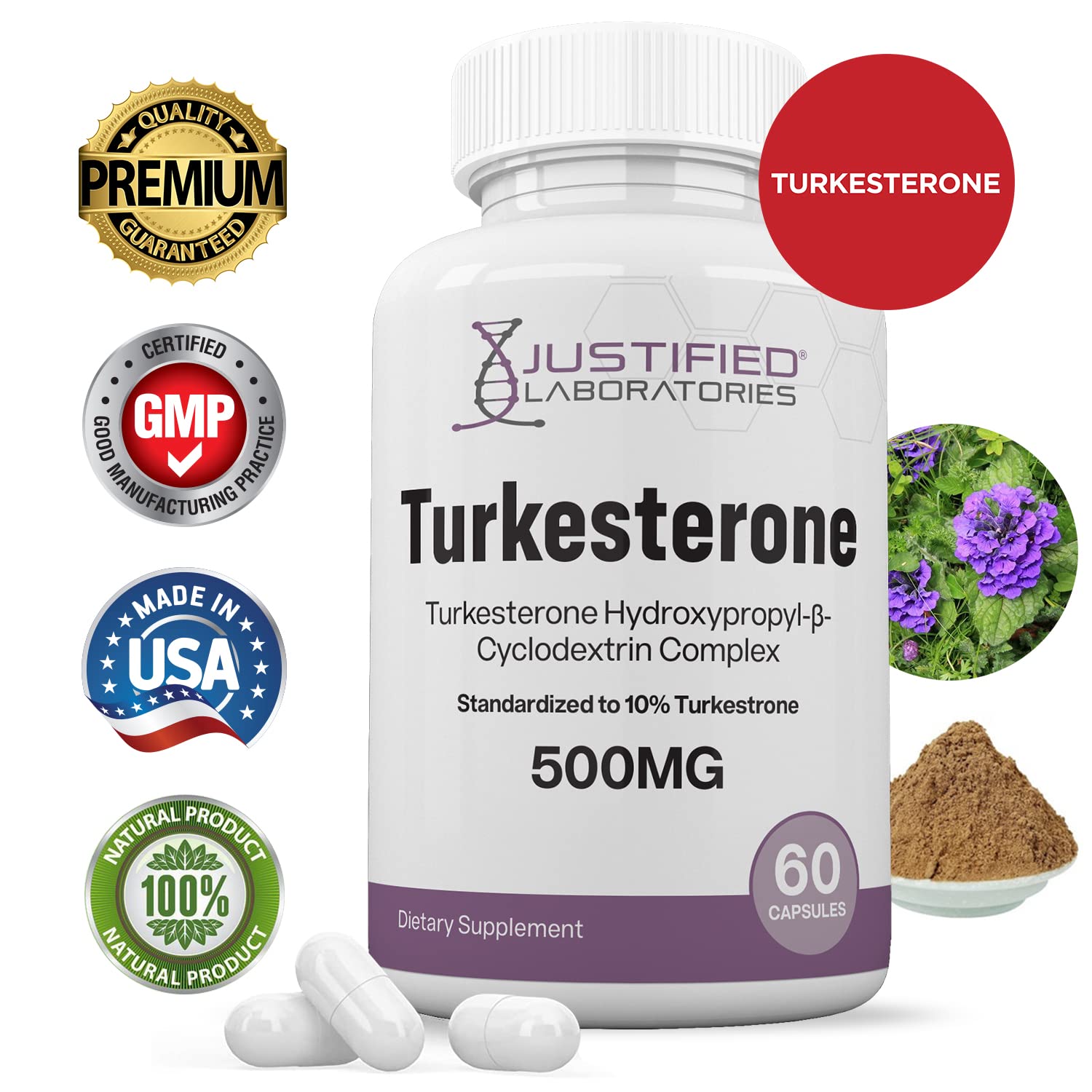 Justified Laboratories (5 Pack Turkesterone 500mg 10% Standardized Naturally Increase Justified Laboratories uk supplements