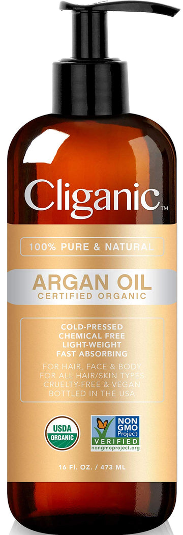 Cliganic Organic Argan Oil 16oz with Pump, 100% Pure | Bulk for Hair, Face & Skin Cliganic uk supplements