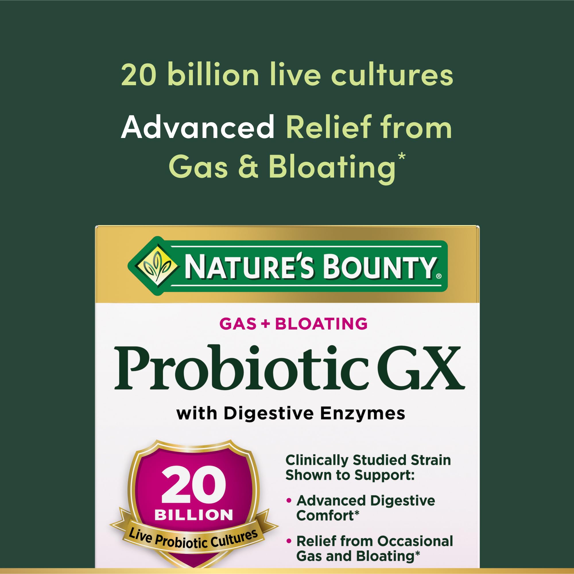 Nature's Bounty Probiotic GX, Helps with Occasional Gas and Bloating, Dietary Supplement, Digestive Health, 25 Capsules Nature's Bounty uk supplements