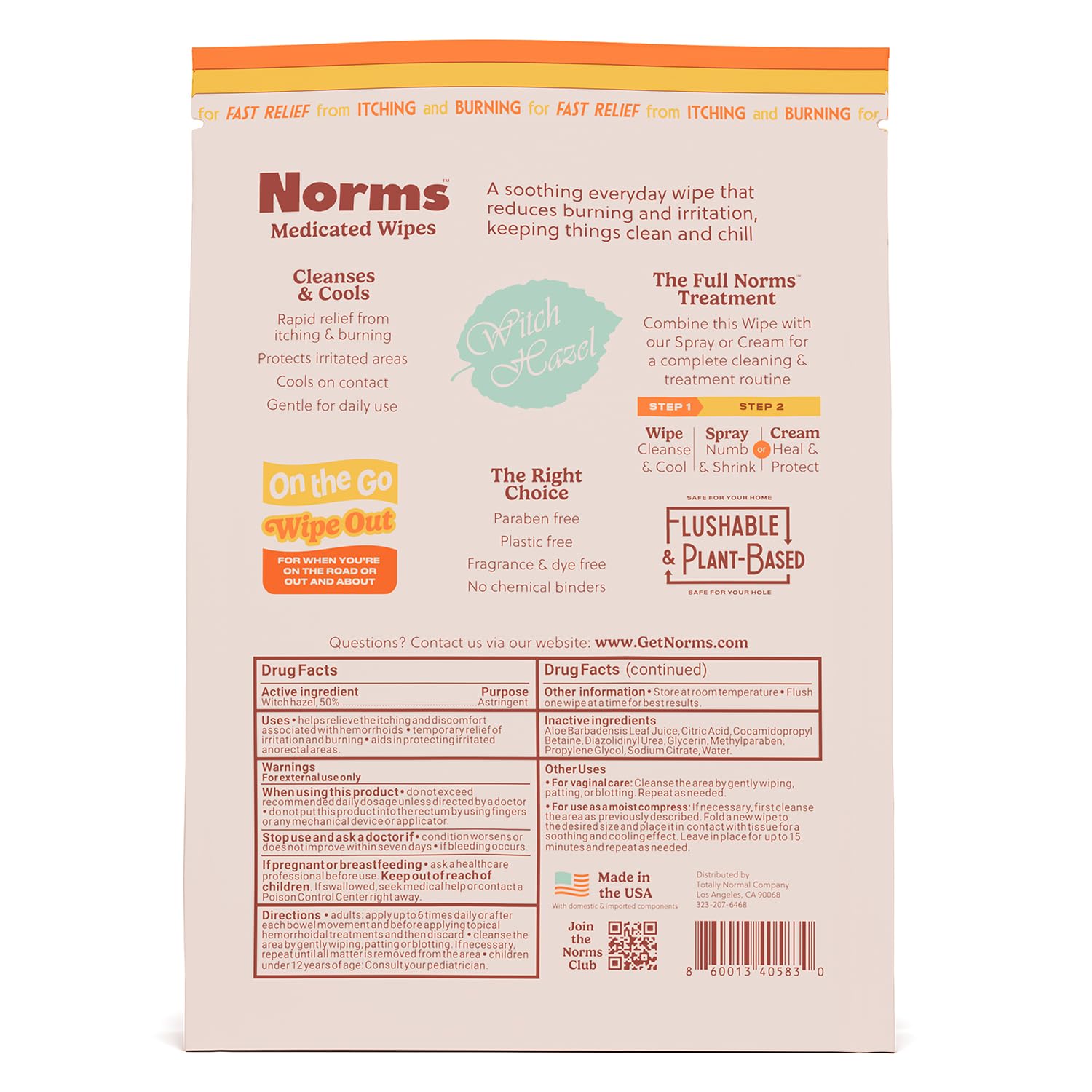 Norms Wipe Outs Hemorrhoid Wipes, 24 Individually Wrapped Witch Hazel Wipes with Aloe to Soothe and Cool Itching, Burning and Irritation, Flushable Septic Safe, Plant Based & Plastic-Free Norms uk supplements