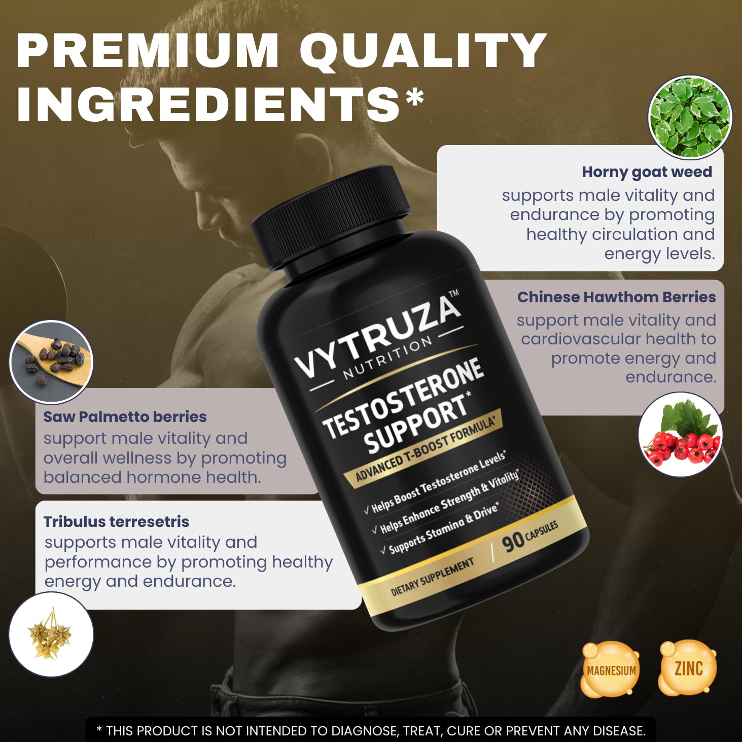VYTRUZA Nutrition Advanced T-Boost Formula Test Support Capsules, Premium Ingredients, Energy, Strength Support Supplement for Men, 90 Capsules VYTRUZA uk supplements