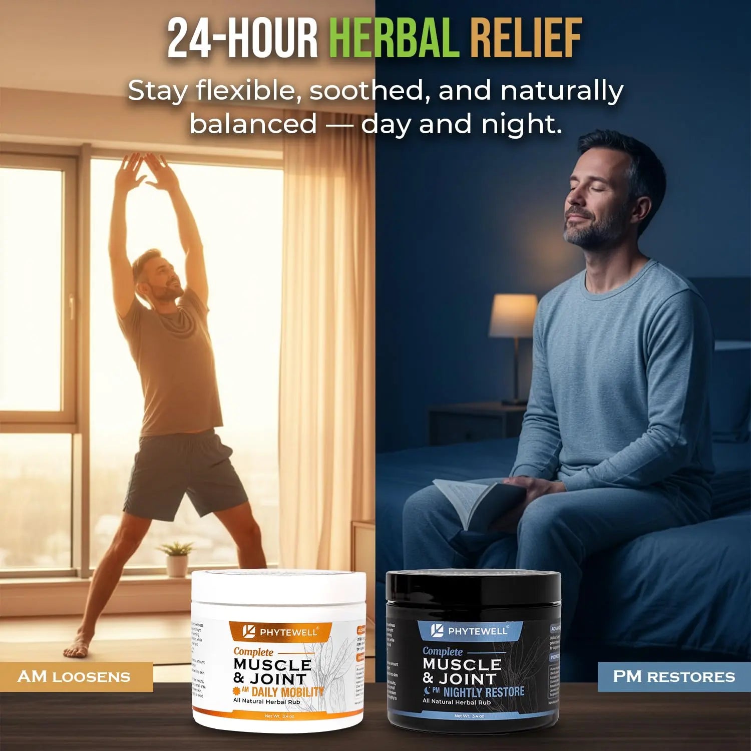 PHYTEWELL Muscle & Joint Rub Balm - Day & Night Pain Relief for Back, Knee, & Shoulder - Crafted with Arnica, Clove & Black Pepper to Support Recovery & Relaxation – Premium Non-Greasy Texture PHYTEWELL uk supplements