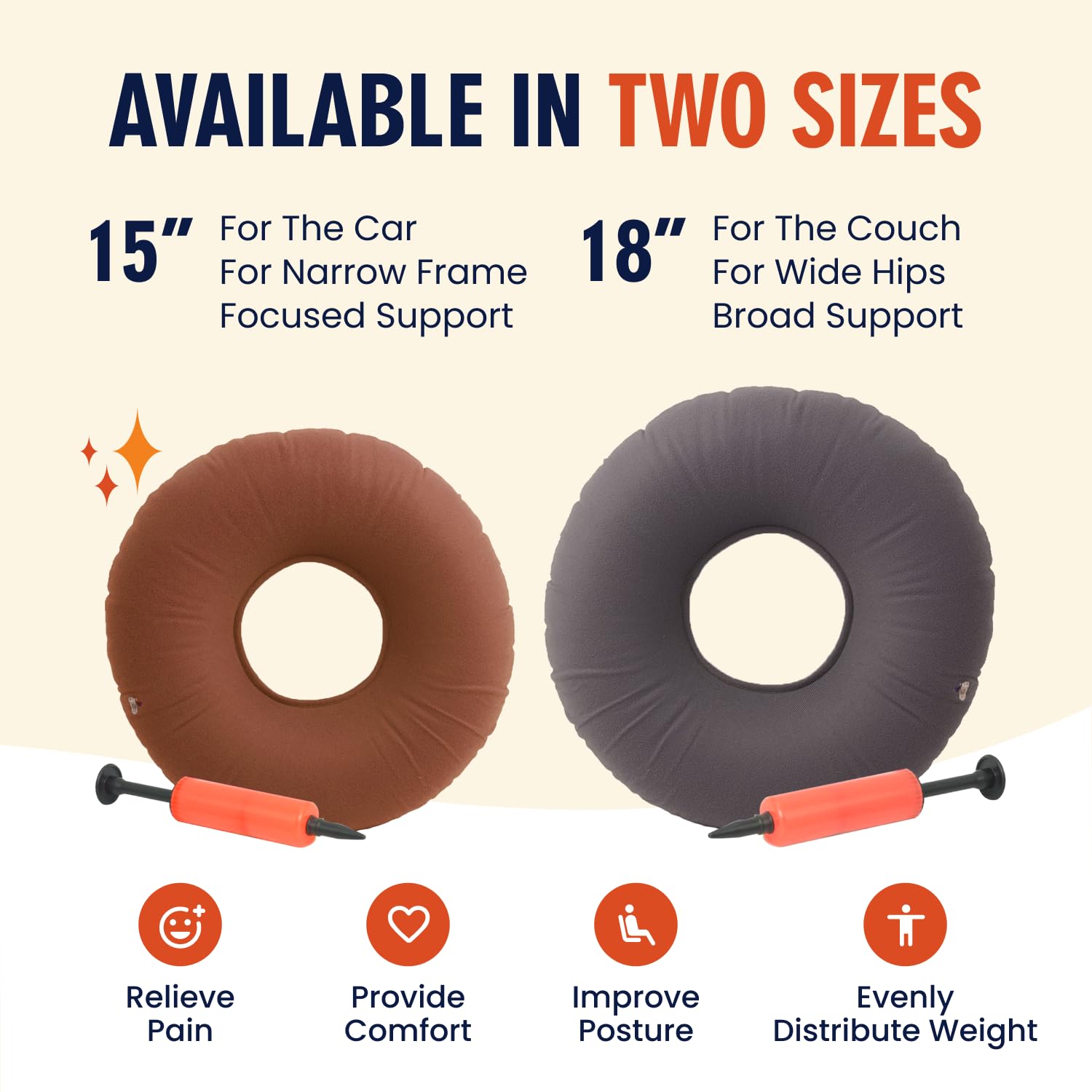 Dr. Frederick’s Original Inflatable Donut Pillow - 18" Seat Cushion for Tailbone Pain, Hemorrhoids & Bed Sores – Doctor-Developed for Postpartum, Prostatitis & Travel - Odor-Free, Durable Vinyl - Gray Dr. Frederick's Original uk supplements