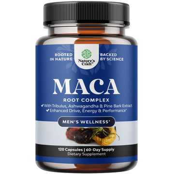 Potent Black Maca Root Capsules for Men - Herbal Wellness Supplement with Siberian Ginseng Ashwagandha and Black Maca Root - Men’s Wellness Supplement to Support General Health - 120 Count Natures Craft uk supplements