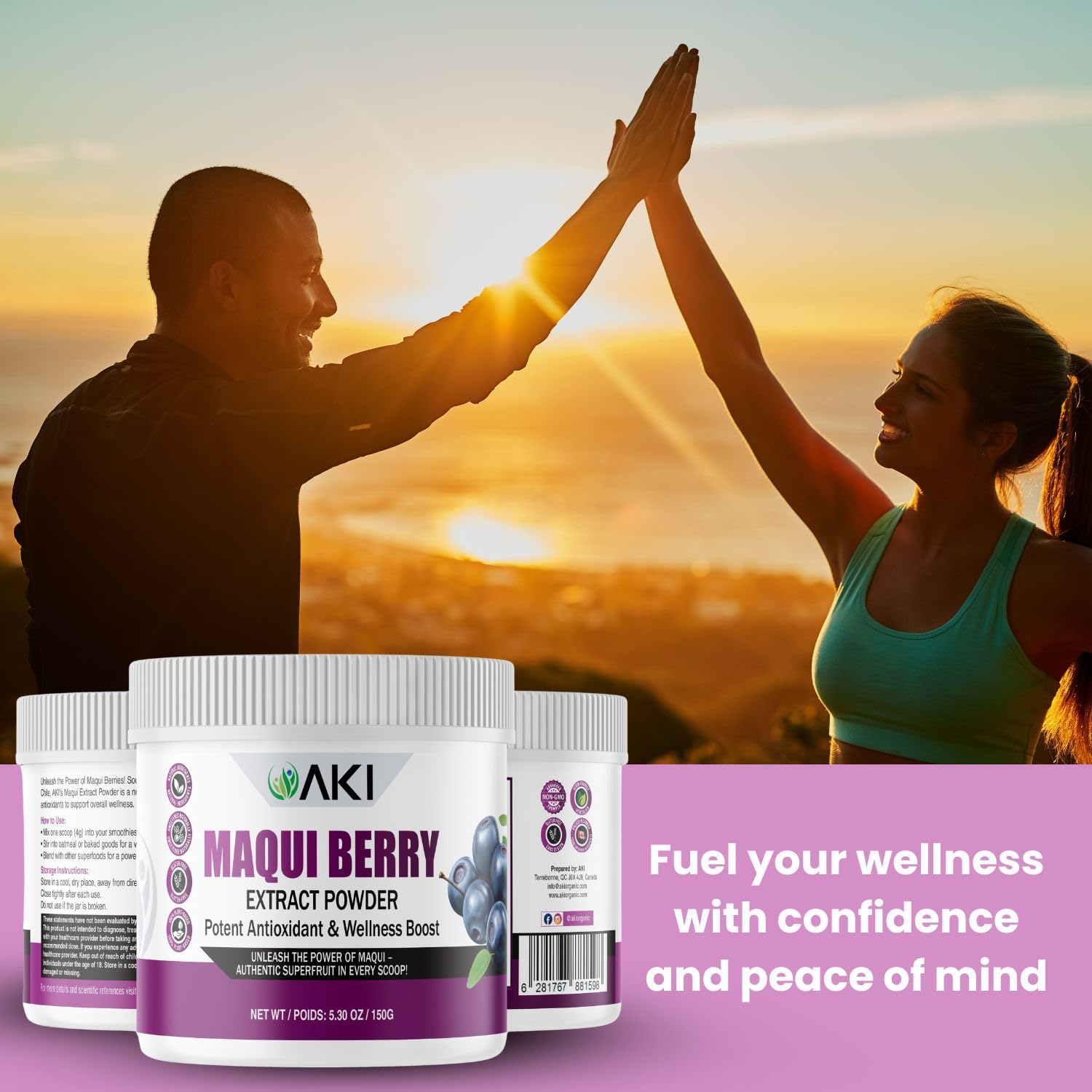 AKI Maqui Berry Extract Powder – Wild Harvested from Patagonia, High in Anthocyanins & Polyphenols, Freeze-Dried Superfruit for Smoothies, Non-GMO, Vegan, 150g/ 5.3 oz AKI ORGANIC uk supplements
