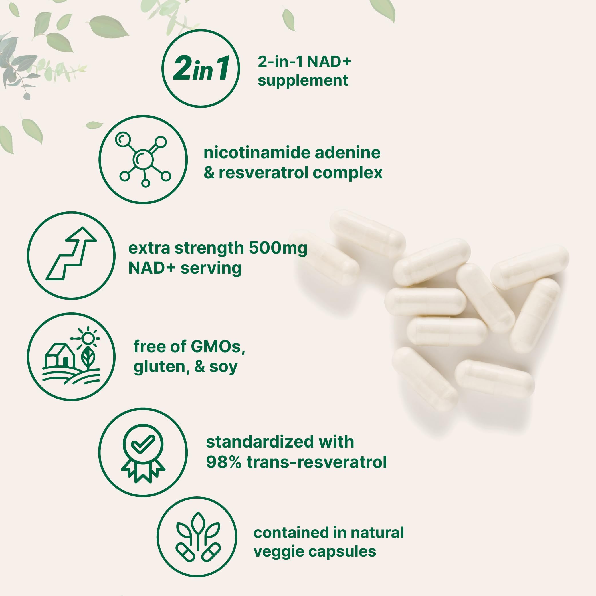 Micro Ingredients NAD+ 500mg with Resveratrol, 240 Veggie Capsules | 2-in-1 NAD Supplement for Women & Men | NMN Pathway Alternative | Non-GMO, Gluten Free Micro Ingredients uk supplements