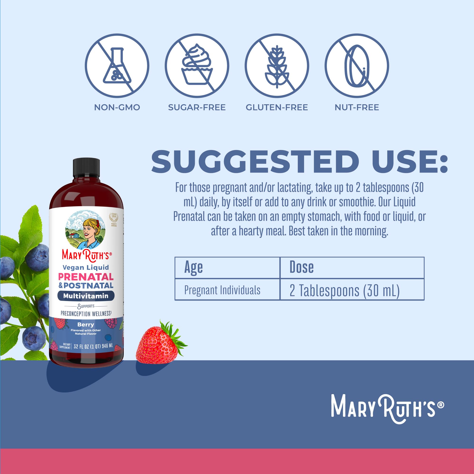 MARYRUTH'S Postnatal & Prenatal Vitamins for Women | Sugar Free | Selenium | Folate | Vegan | Non-GMO | Gluten Free | 32oz MARYRUTH'S uk supplements
