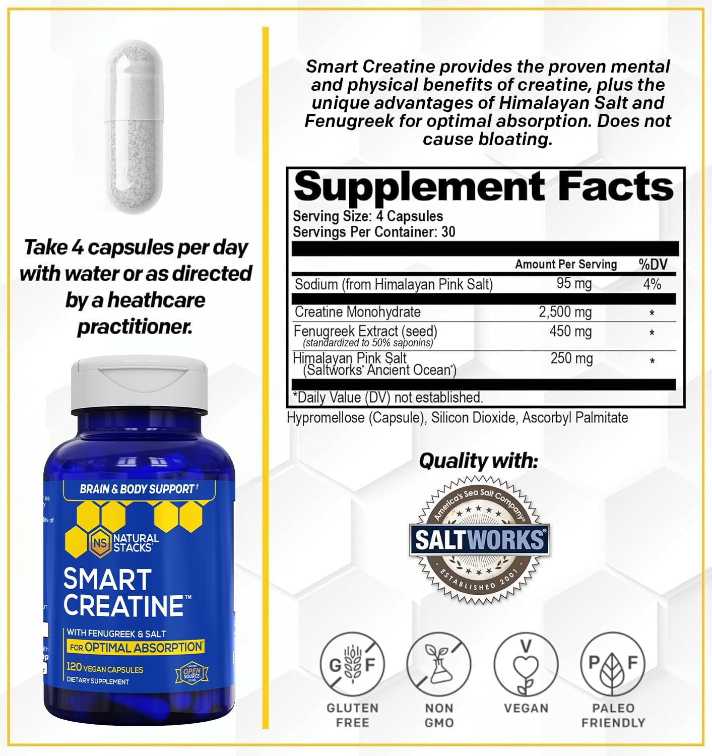 NATURAL STACKS Creatine Monohydrate & Magtech Hydrate Bundle - 2500mg Creatine + 200mg Elemental Magnesium Per Serving - Supports Hydration, Brain Health & Endurance - 44 Total Servings NATURAL STACKS uk supplements