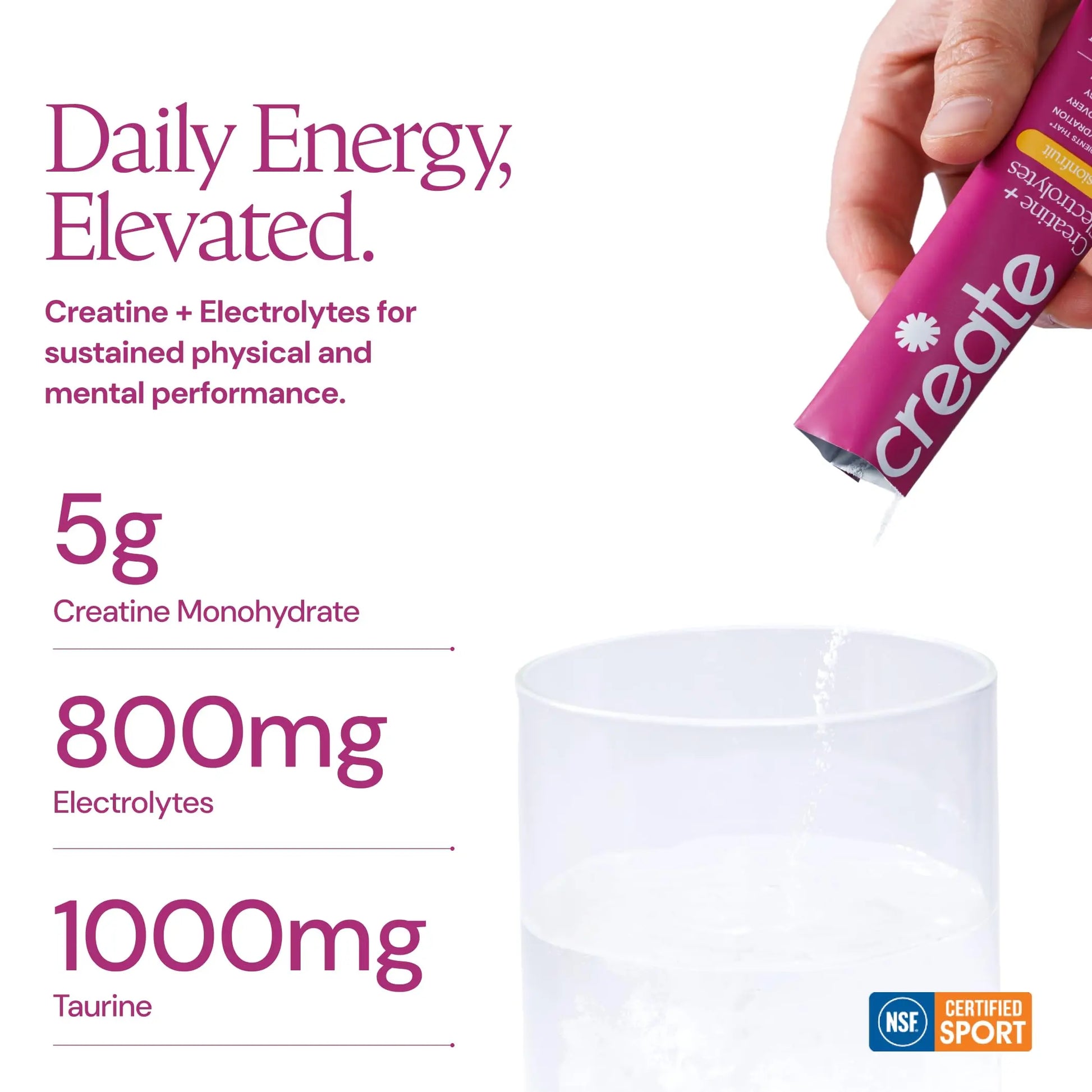 Create Creatine + Electrolytes Mix - Creatine Monohydrate Stick Packs, Supports Energy and Hydration, NSF Certified for Sport, 30 Count, Variety Pack Create uk supplements