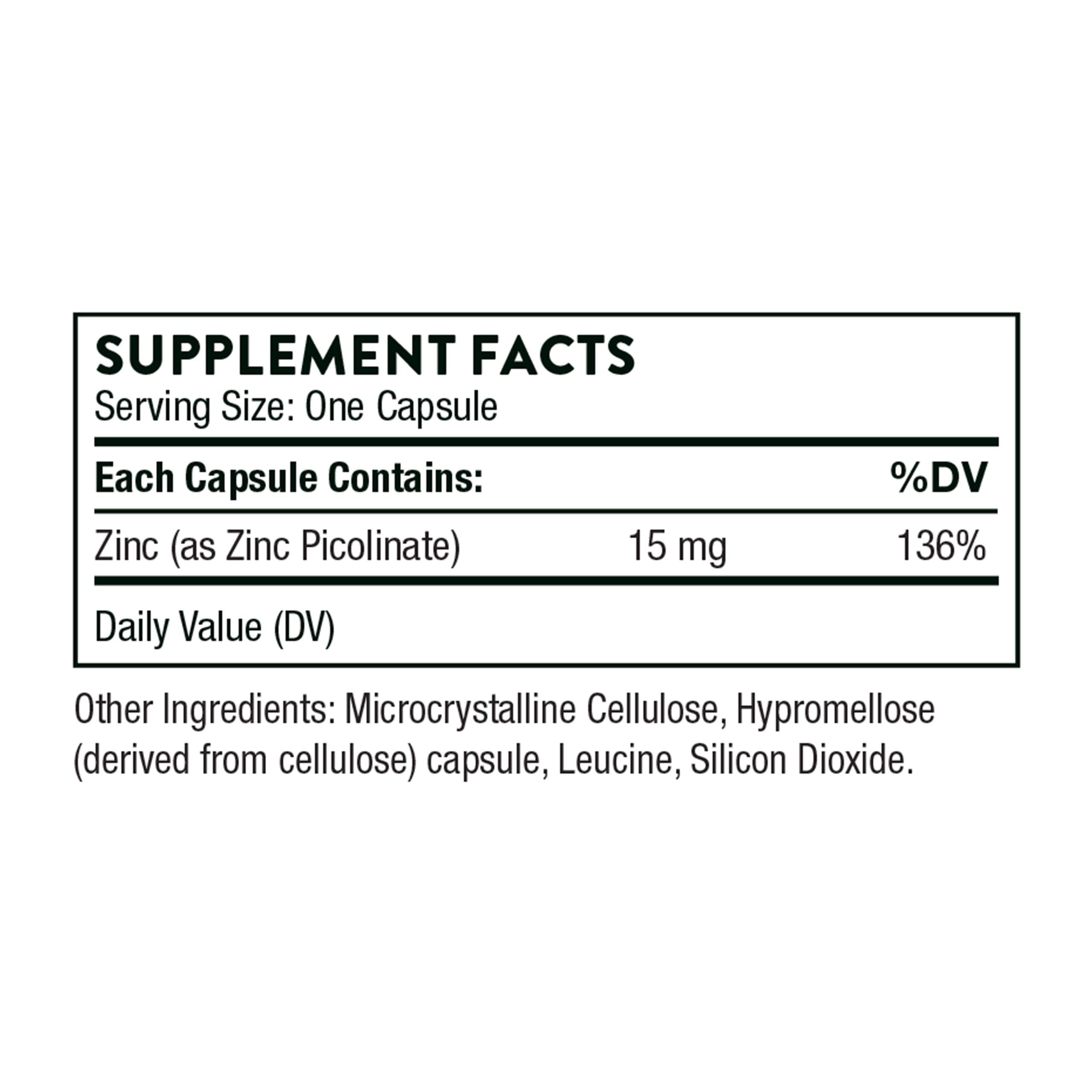 Thorne Zinc Picolinate 15mg - Highly Absorbable Zinc Supplement - Supports Wellness THORNE uk supplements