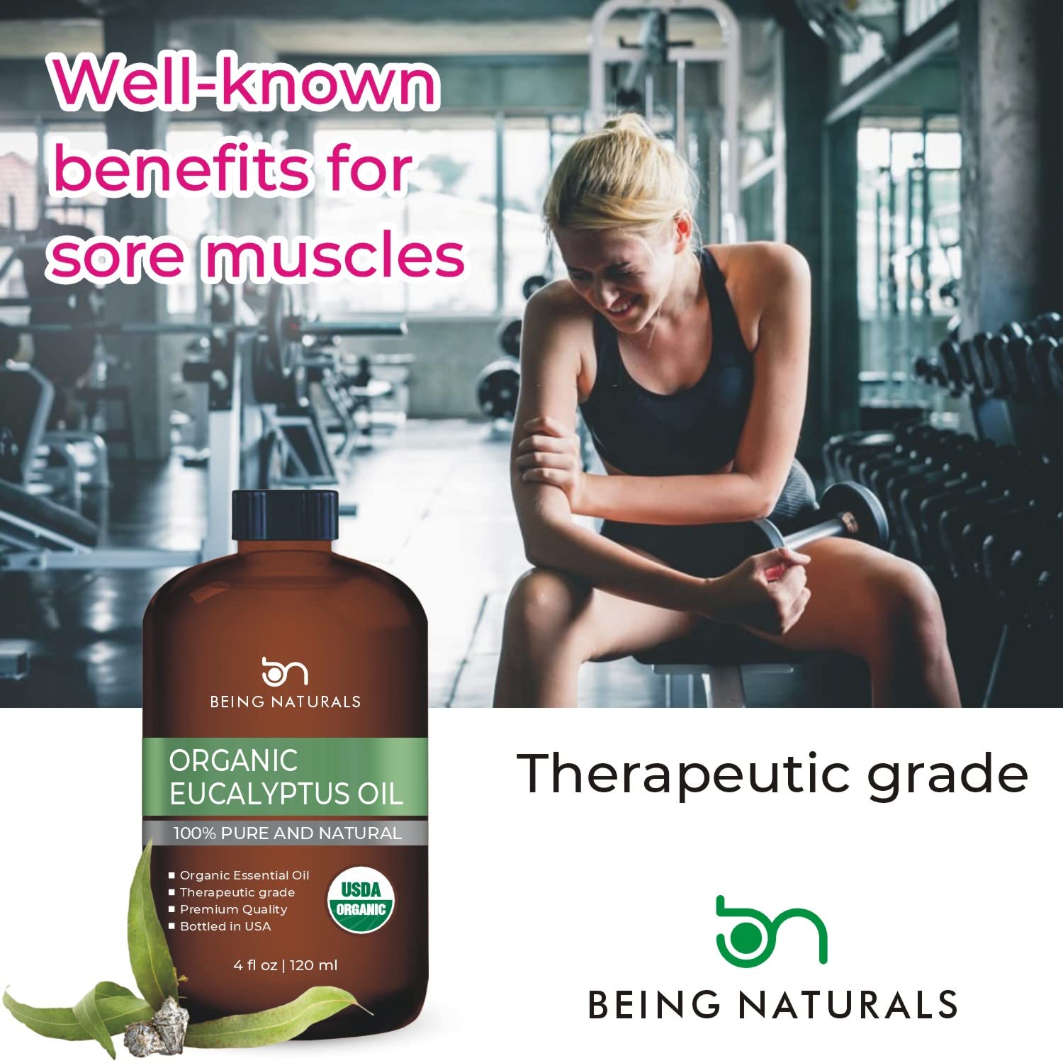 Organic Eucalyptus Essential Oil - Huge 4 FL OZ - 100% Pure & Natural – Premium Natural Oil Being Naturals uk supplements