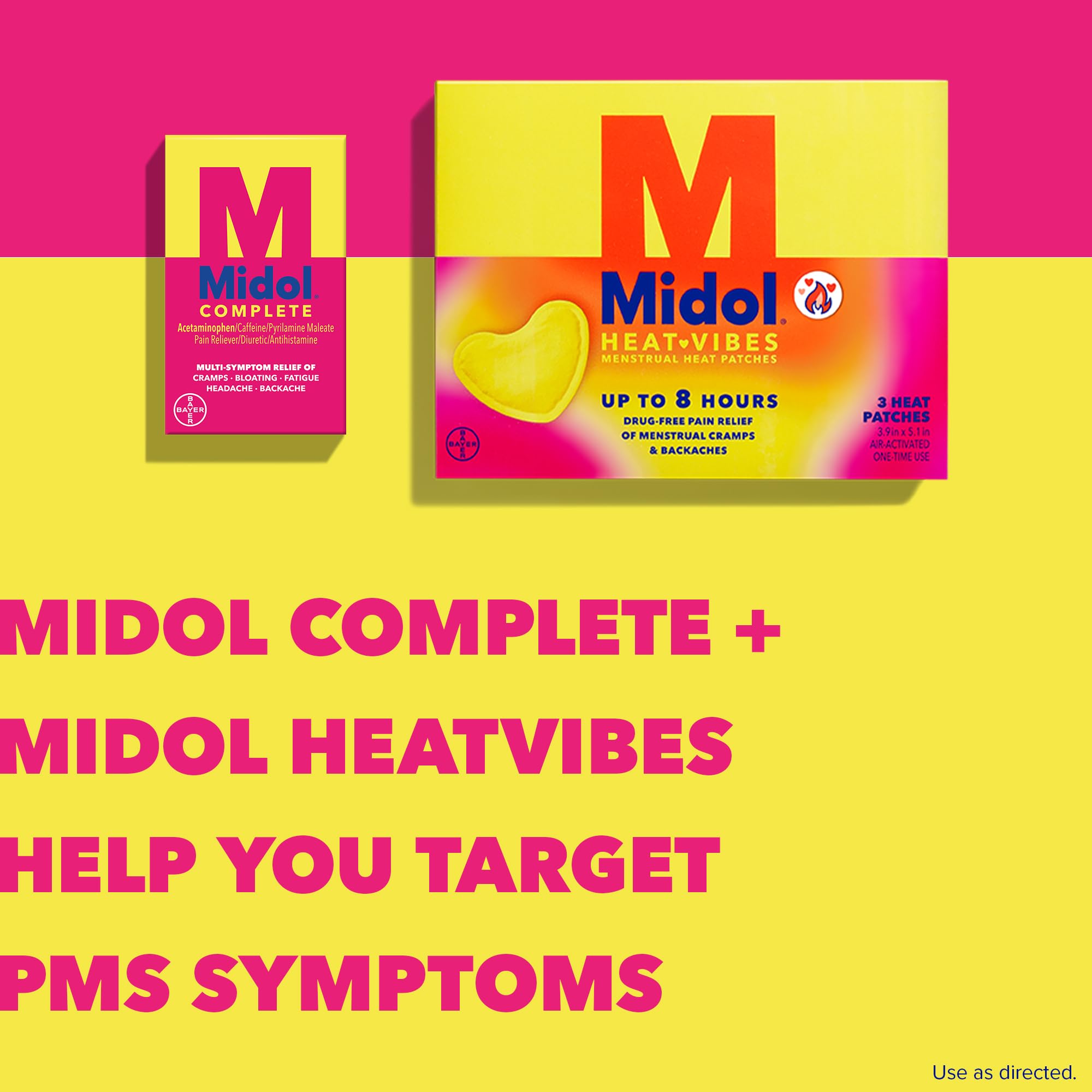 Midol Complete On The Go Caplets with Acetaminophen for Menstrual Symptom Relief, Period Cramp and Menstrual Pain Relief, 50 Count (25 Pouches of 2) Midol uk supplements