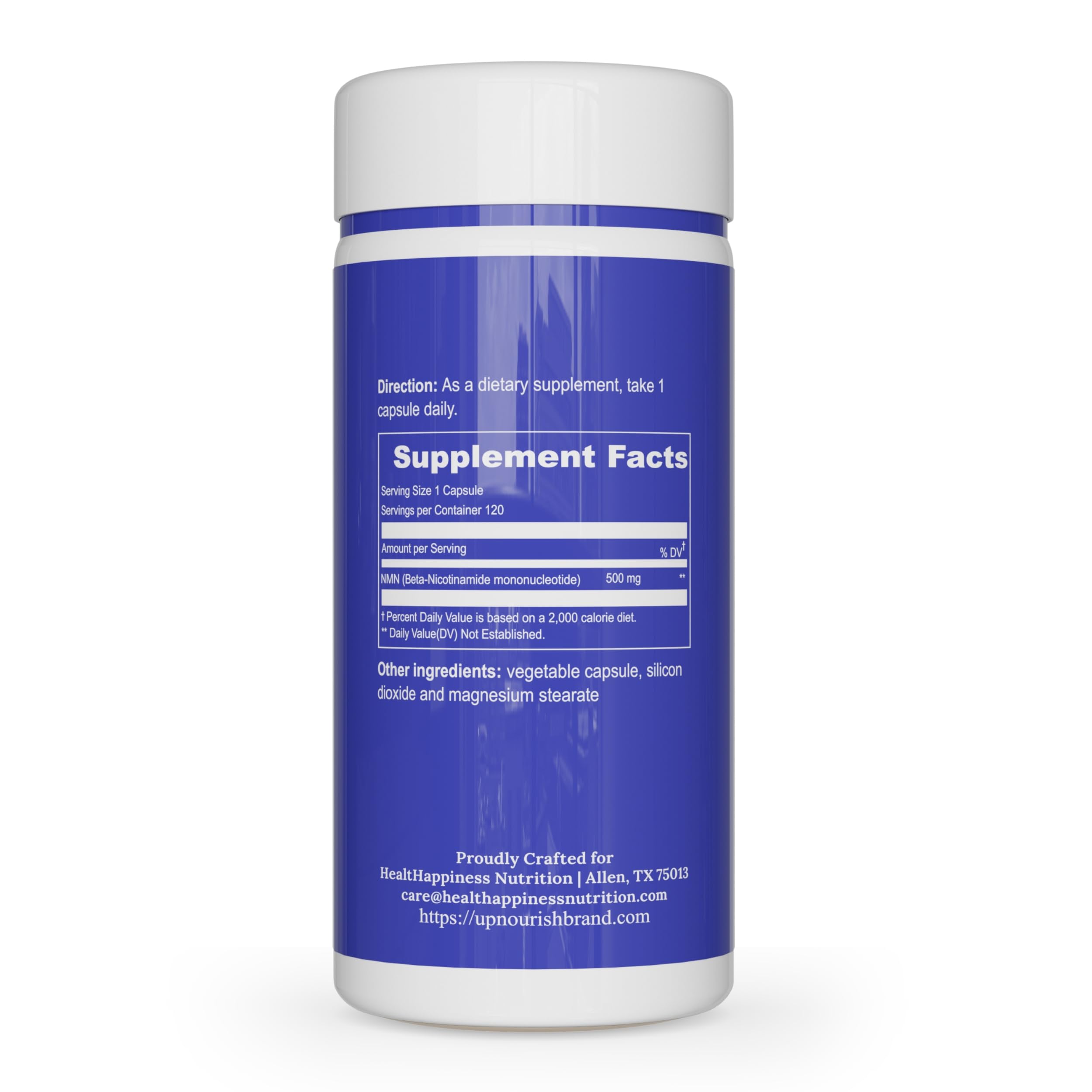 UpNourish NMN 500mg 120 Capsules - Beta Nicotinamide Mononucleotide NAD Supplement - Nicotinamide Riboside Alternative for Women & Men UpNourish uk supplements