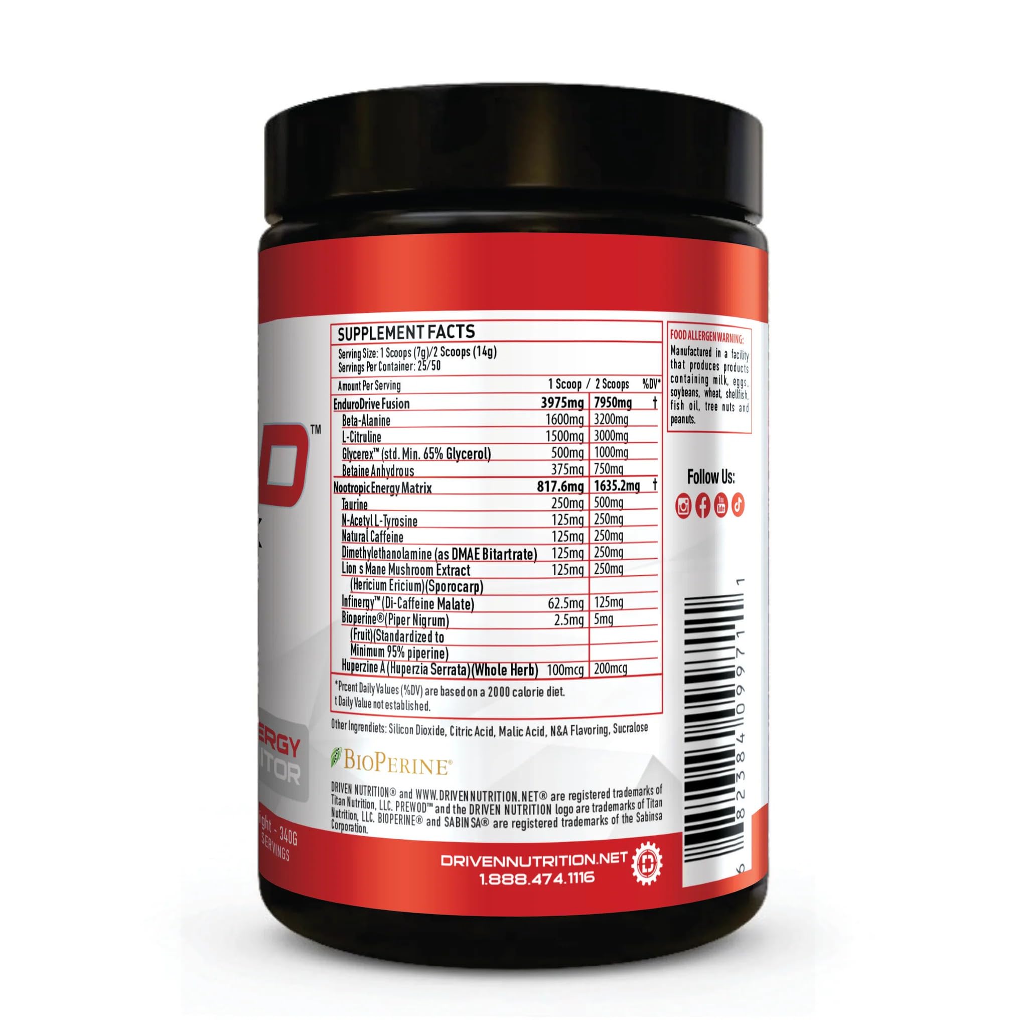 Driven PREWOD Energy Matrix, 50 Servings - Pre-Workout Supplement with Caffeine Driven Nutrition uk supplements