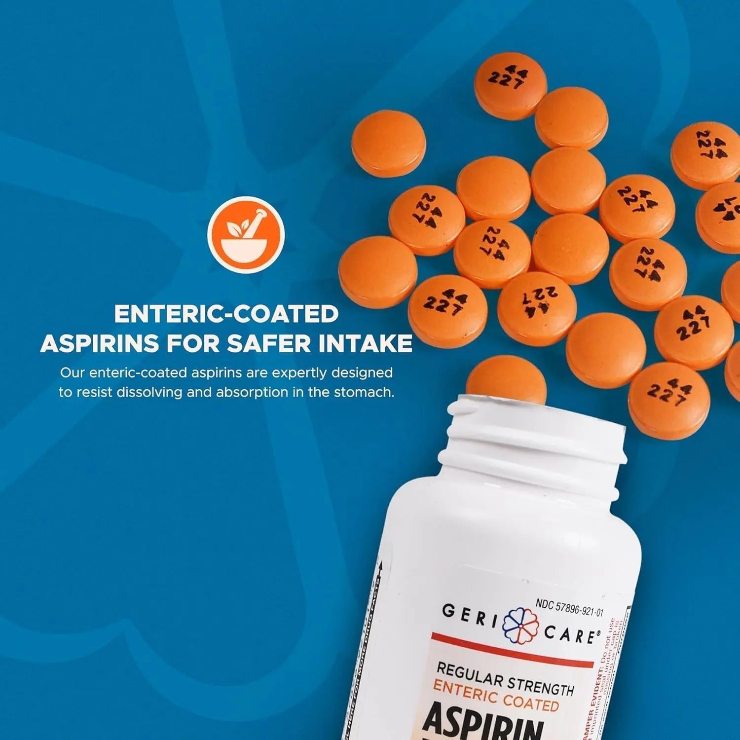 Enteric Coated Aspirin Tablets 325mg (100 Count) by GeriCare- NSAID Pain Reliever & Fever Reducer Coated Aspirin for Adults- Regular Strength Aspirin for Headache Arthritis Menstrual & Muscle Pain GeriCare uk supplements