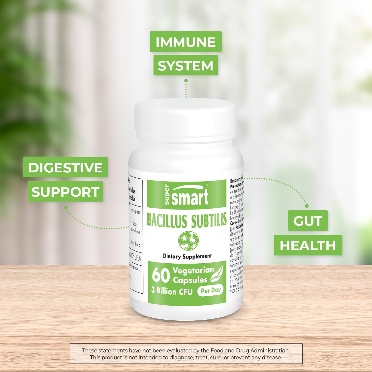 Supersmart - Bacillus Subtilis 3 Billion CFU per Day (High Potency) - Spore Probiotic Supersmart uk supplements