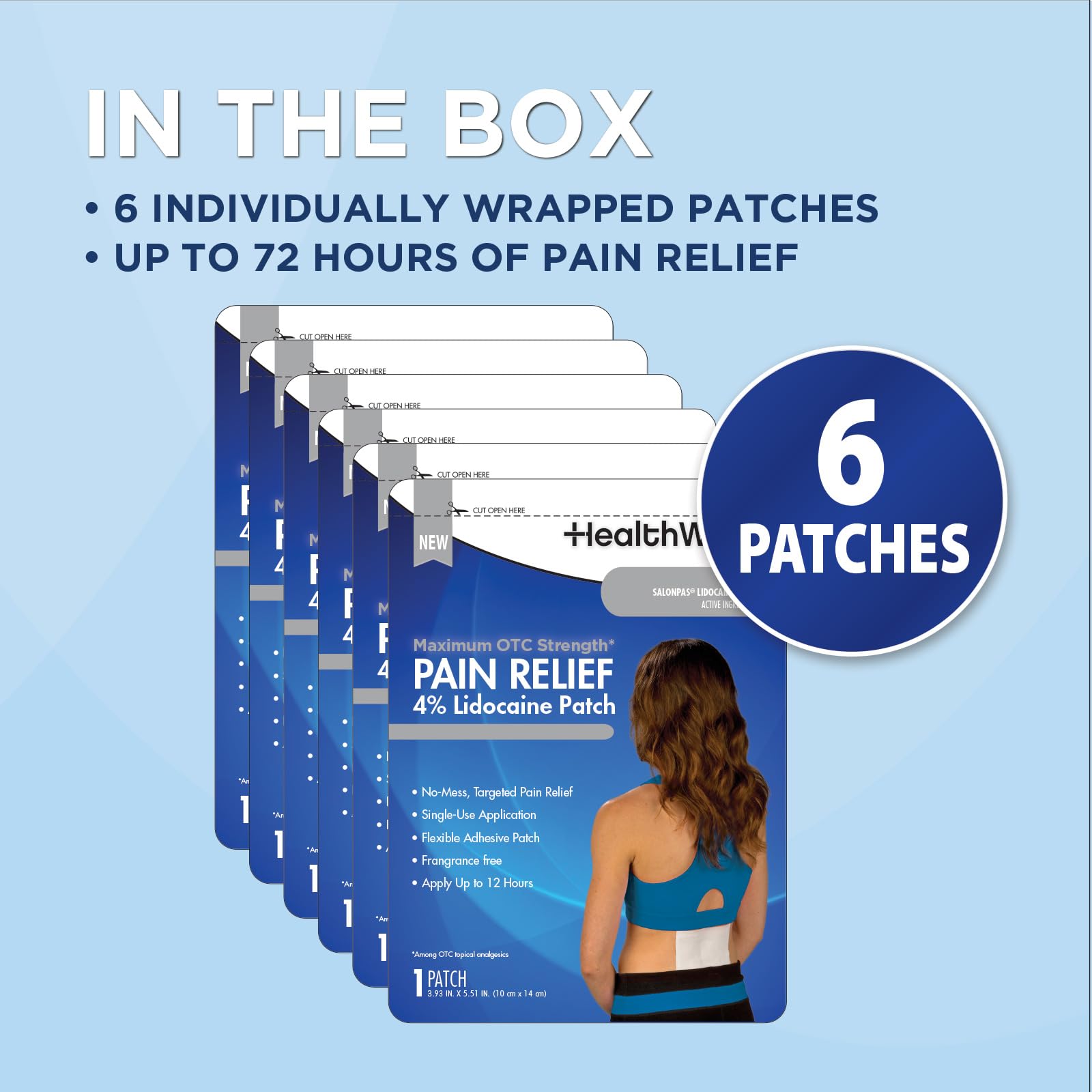HealthWise Maximum Strength Pain Relief 4% Lidocaine Pain Relief Patch, Blue, (59-9116) HealthWise uk supplements