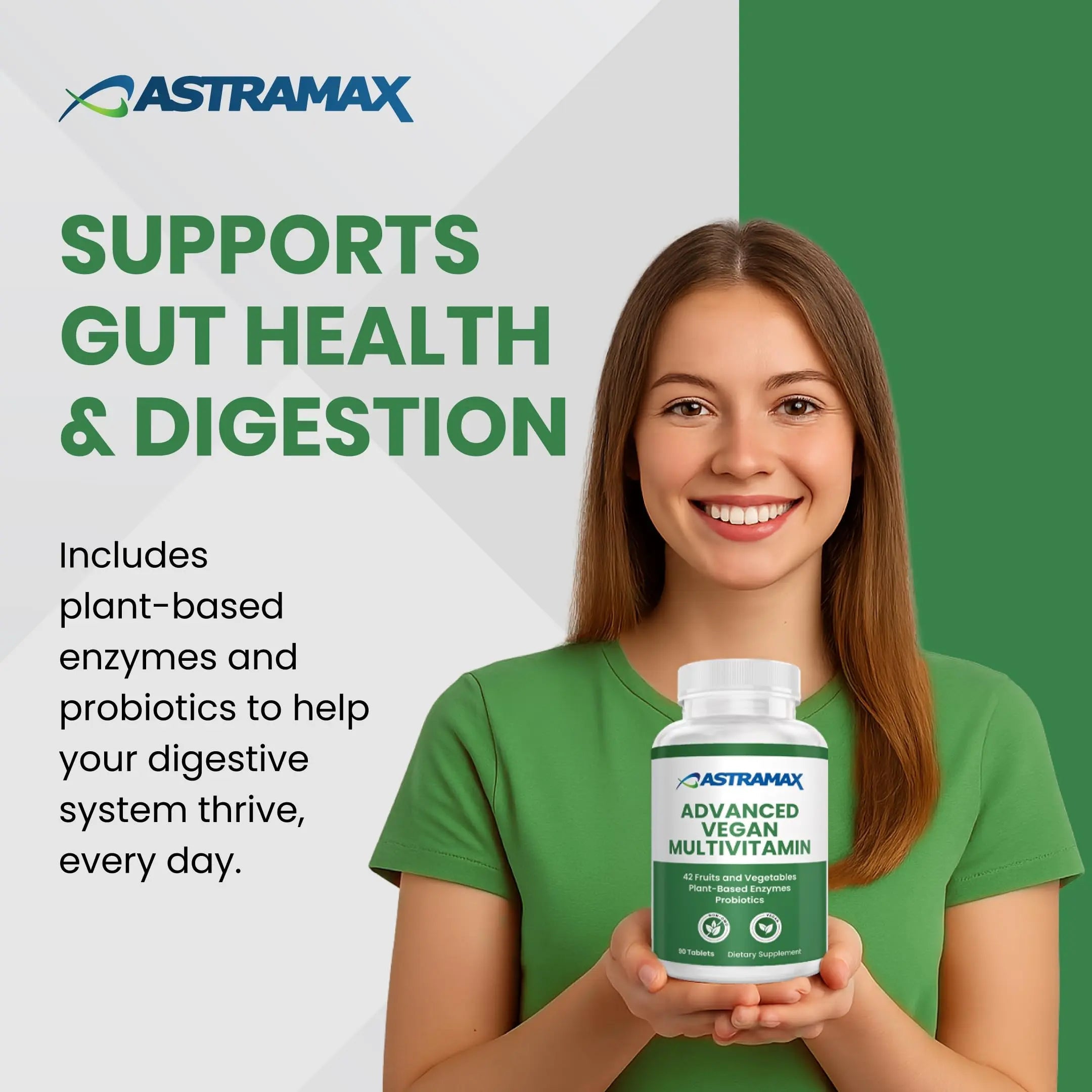 Astramax Advanced Vegan Multivitamin | Whole Food-Based Vitamin & Mineral Complex with 26 Nutrients, B12, D3, Probiotics & 42 Superfoods | Astramax uk supplements