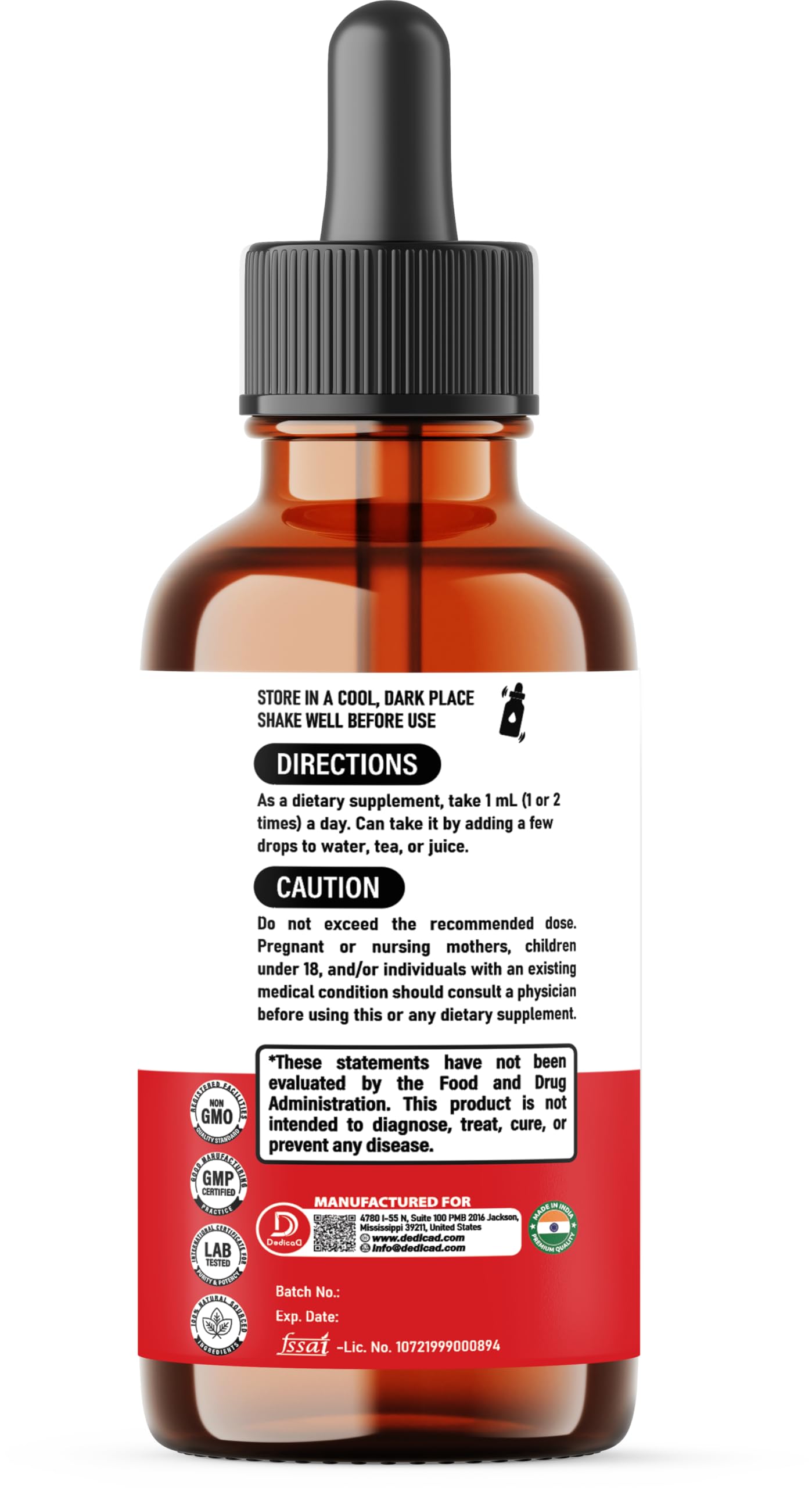 DEDICAD 10in1 Berberine HCl Drops - Liposomal Berberine Liquid - Activator Berberine with Ceylon Cinnamon, Bitter Melon, and 7 More - 60ml DEDICAD uk supplements