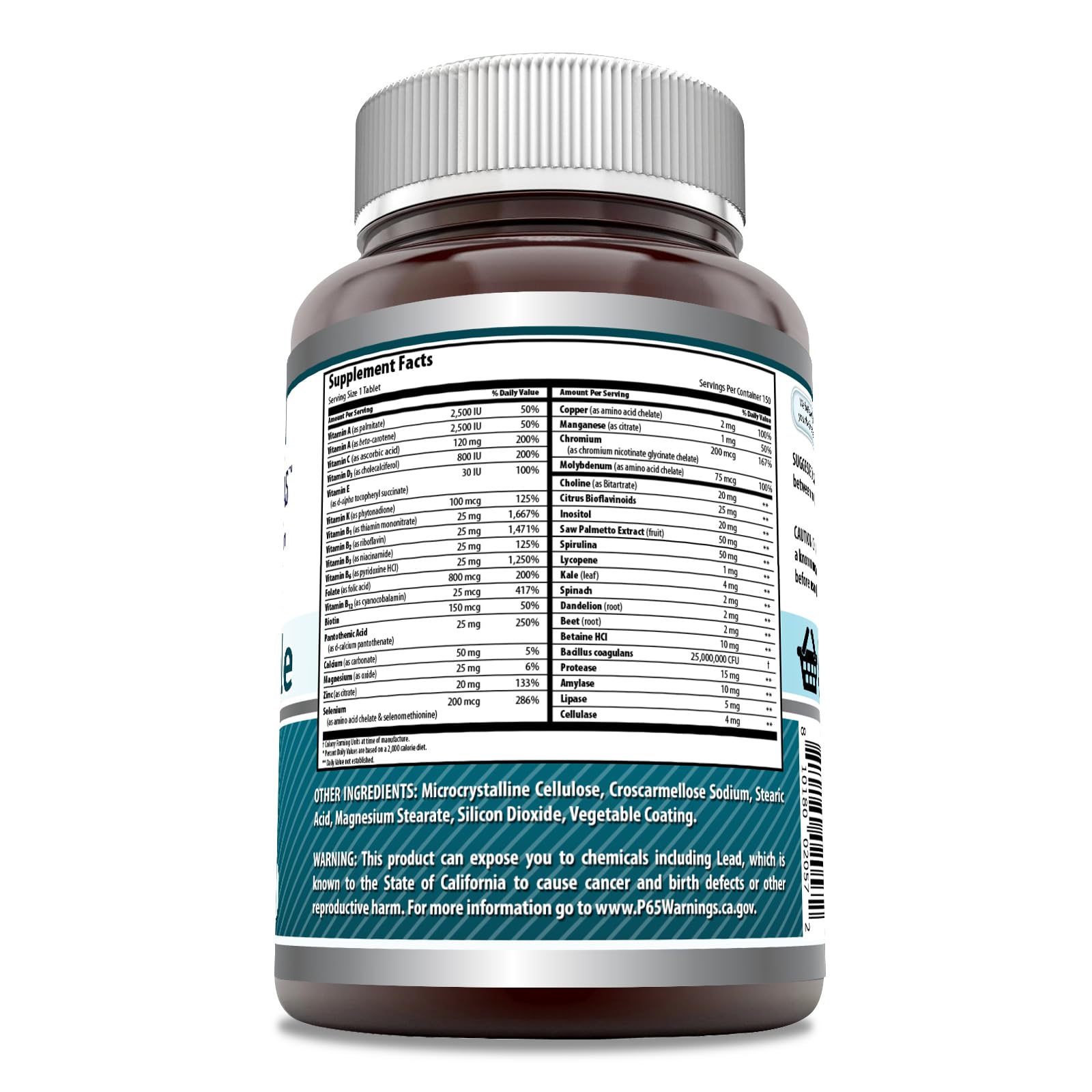 Amazing Formulas Men's One Multivitamin Supplement | Food Based | 150 Tablets | Perfect Blend of Vitamins, Minerals & Probiotics | Non-GMO | Gluten-Free | Made in USA Amazing Nutrition uk supplements